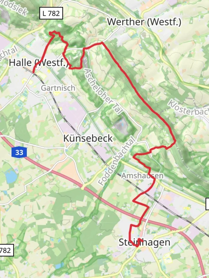 An image depicting the trail Gartnisch to Steinhagen Walk and its surrounding area.