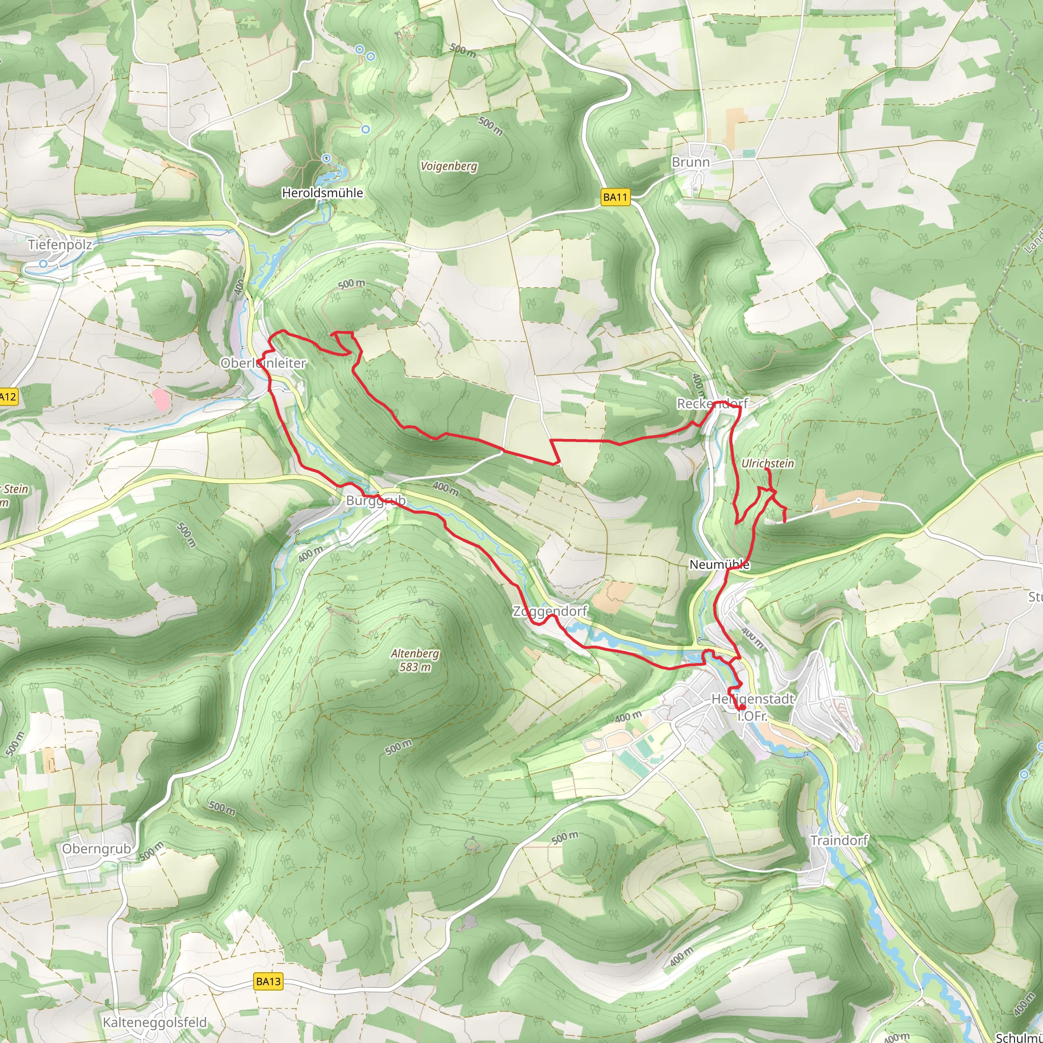 Femehöhle and Kreuzstein via Frankenweg Teil mobile static map