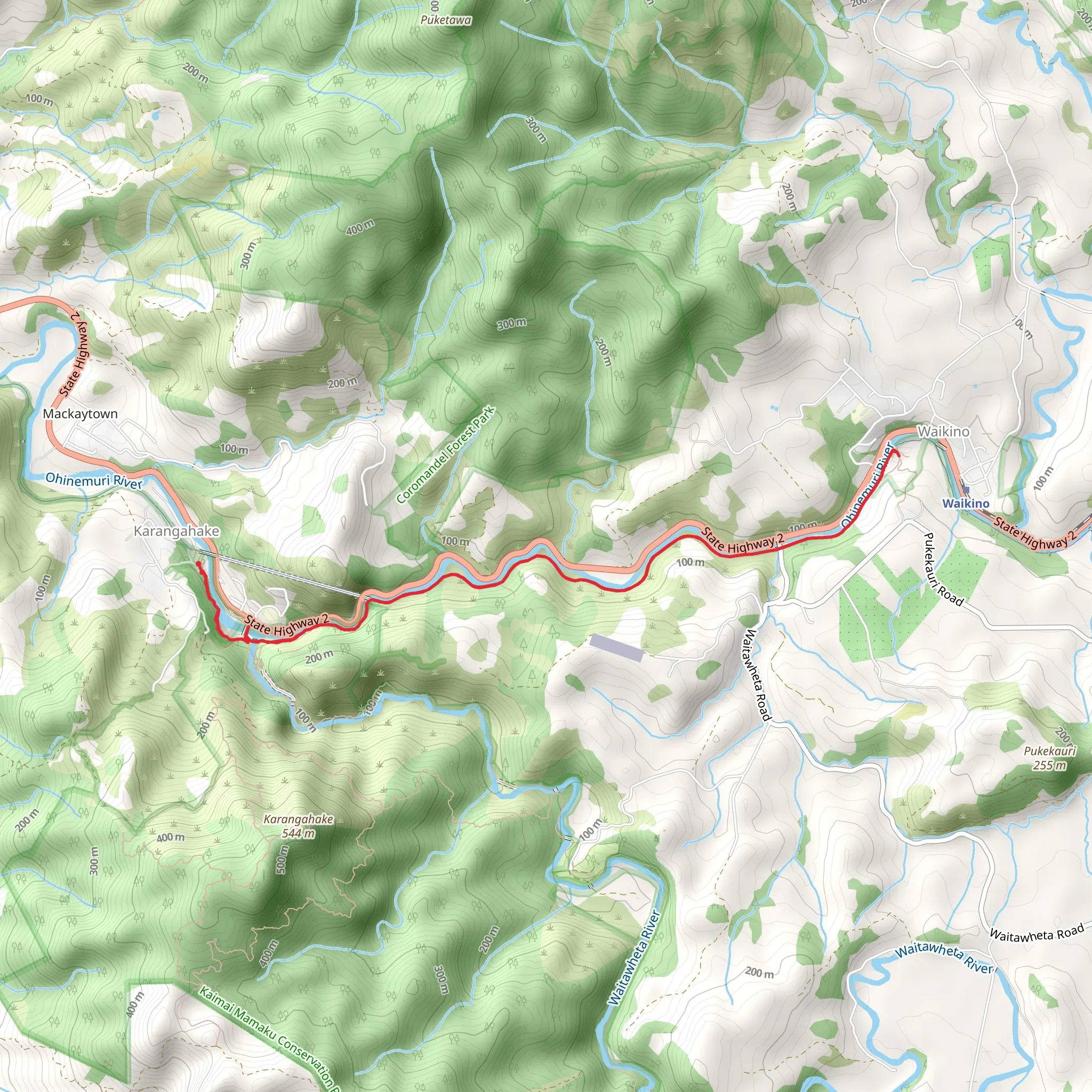 Historic Walkway to Waikino mobile static map