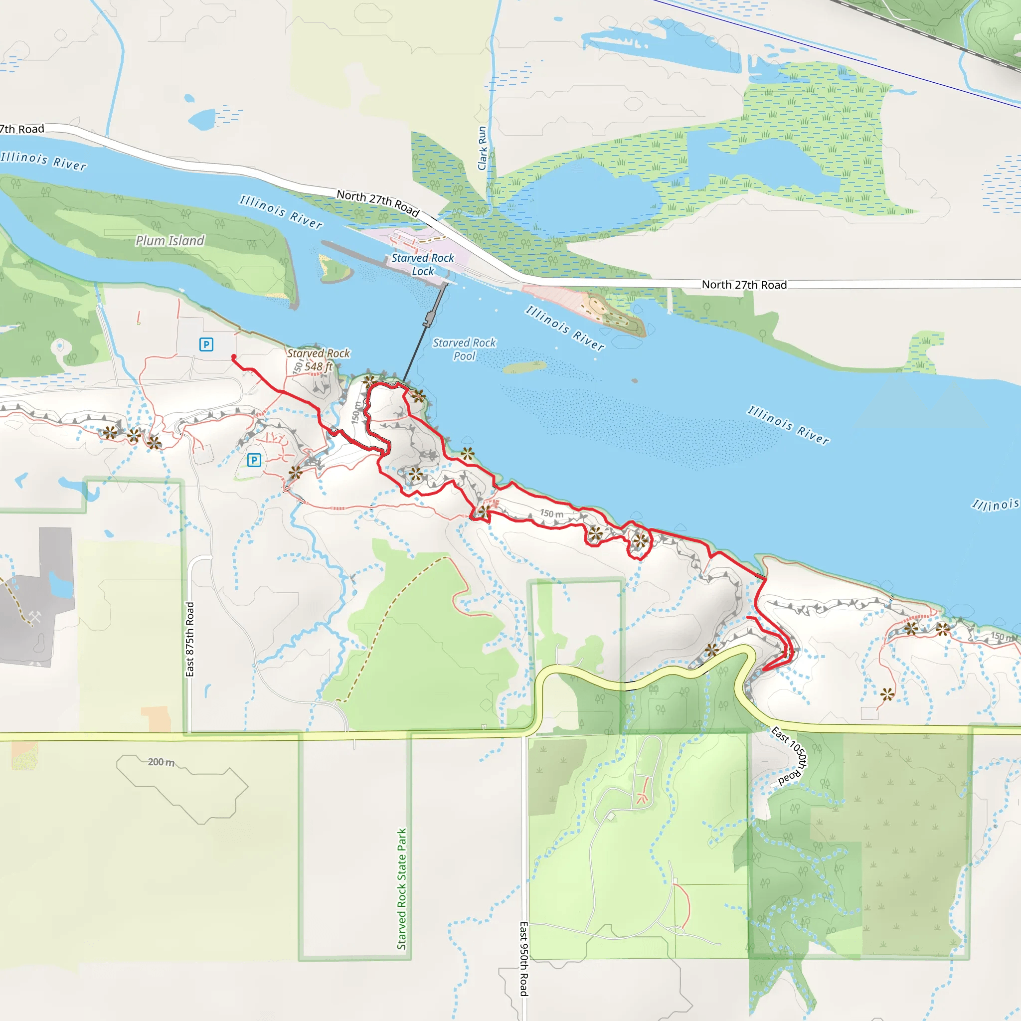 Loop along Illinois River - Starved Rock mobile static map