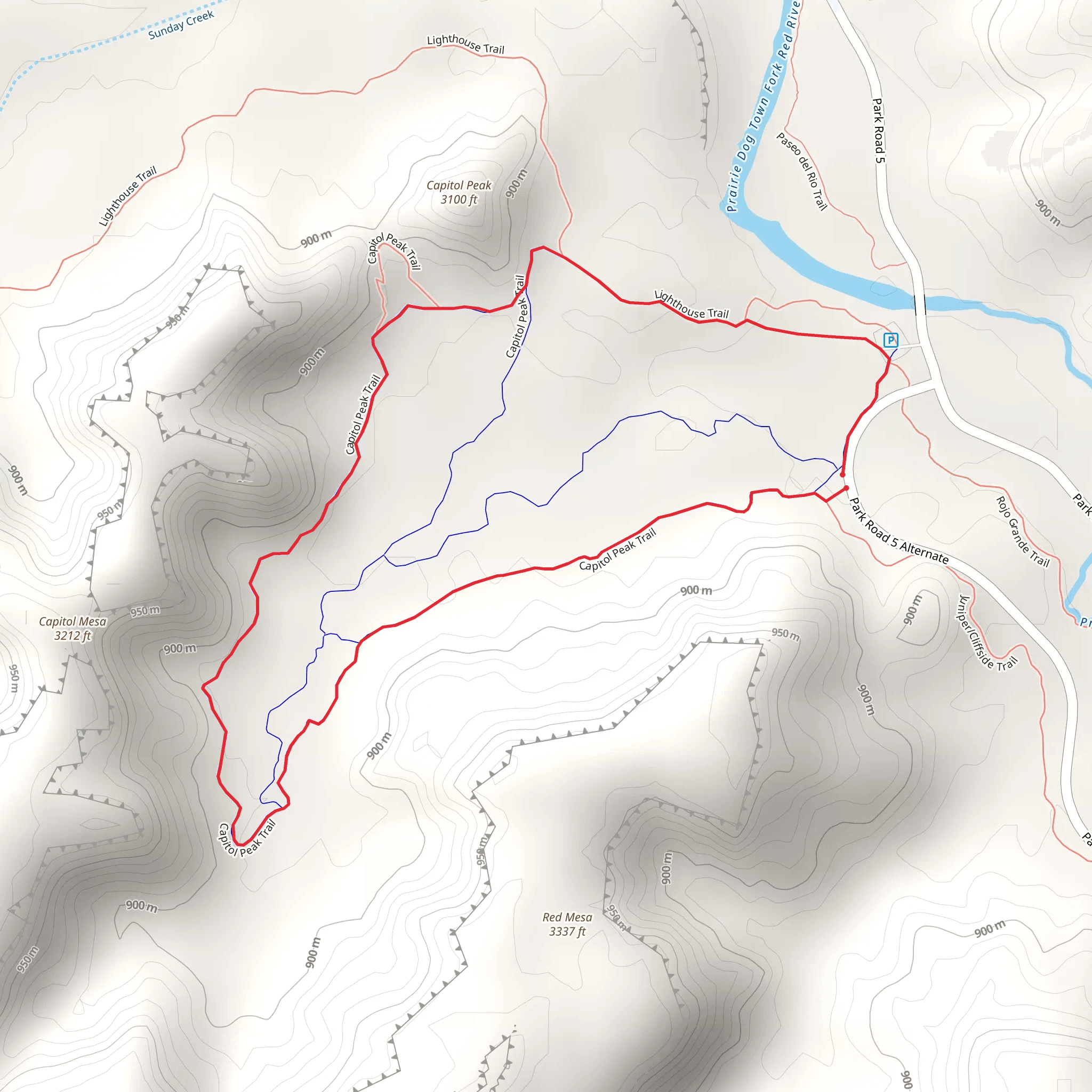 Capitol Peak Trail and Lighthouse Trail Loop mobile static map