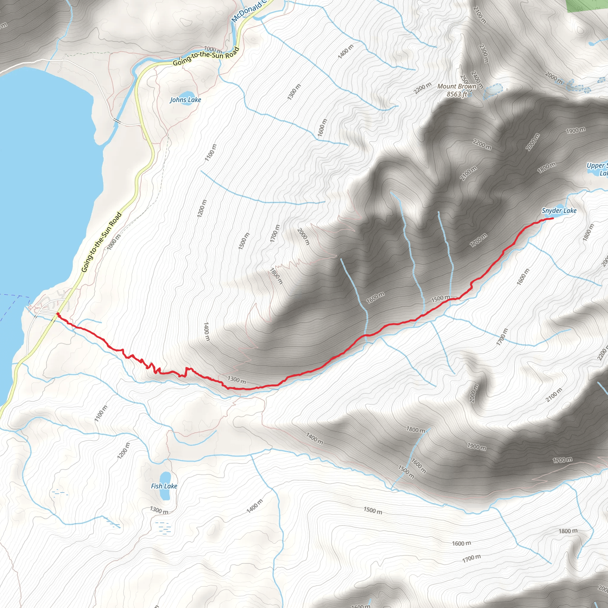 Snyder Lake via Gunsight Pass Trail mobile static map