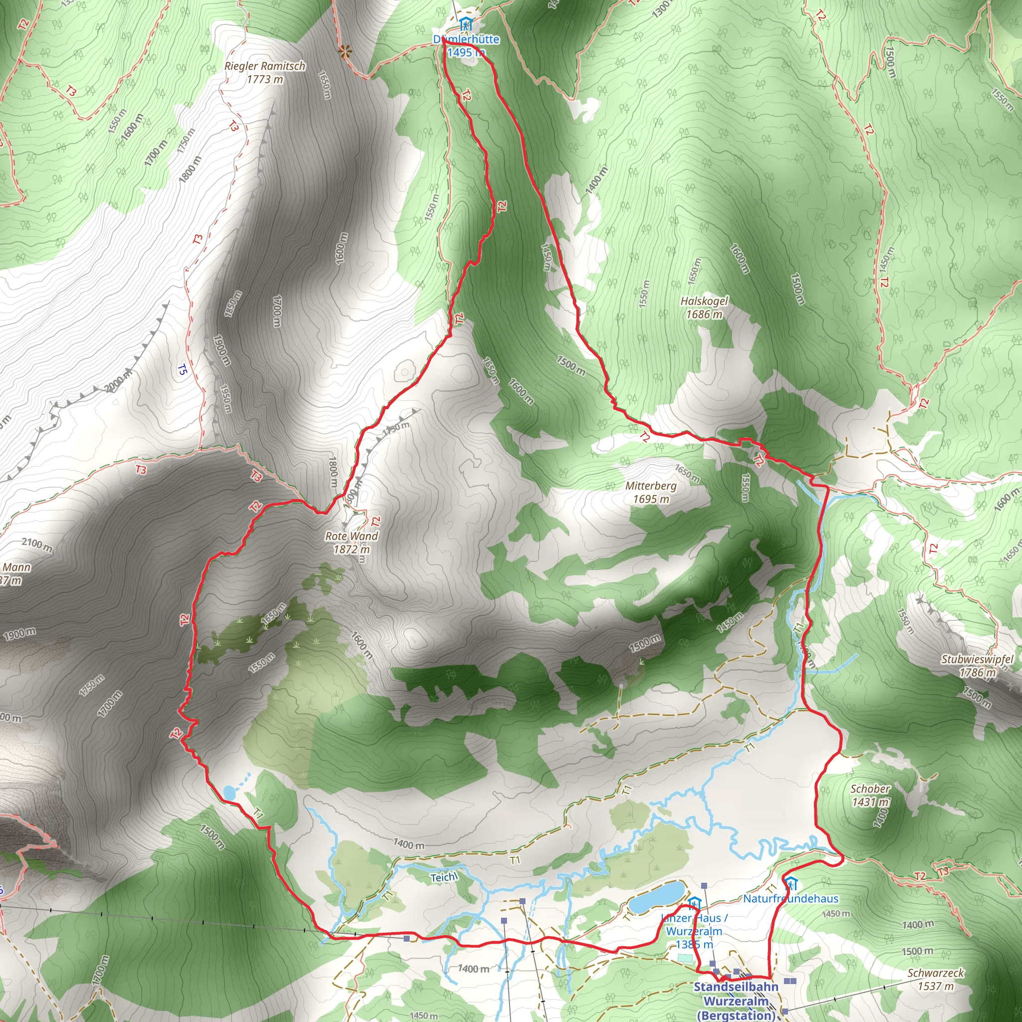 Wurzeralm - Dümlerhütte - Wurzeralm mobile static map
