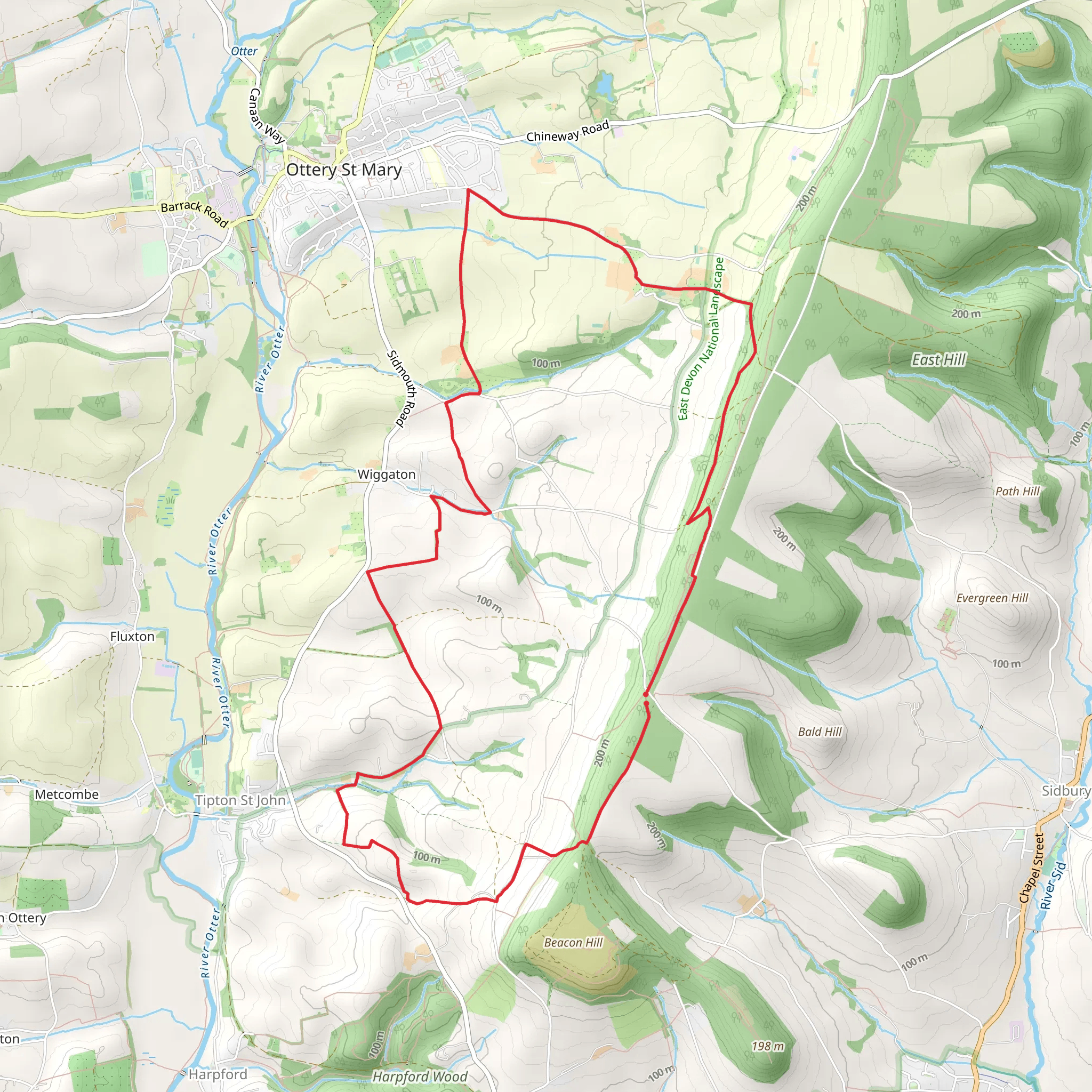 Wiggaton Loop mobile static map