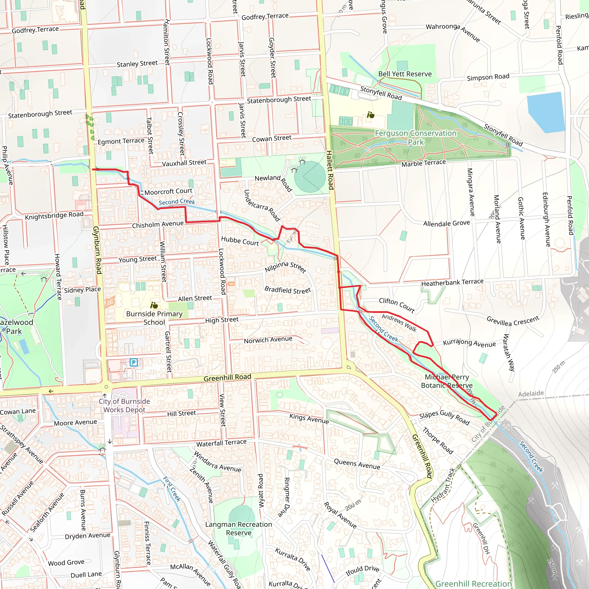 Michael Perry Botanic Reserve and Willowbridge Reserve Walk mobile static map