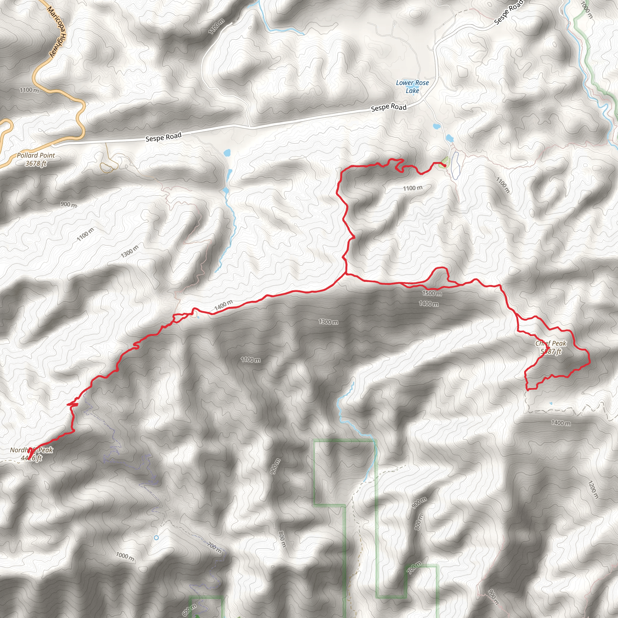 Chief Peak and Nordhoff Road mobile static map