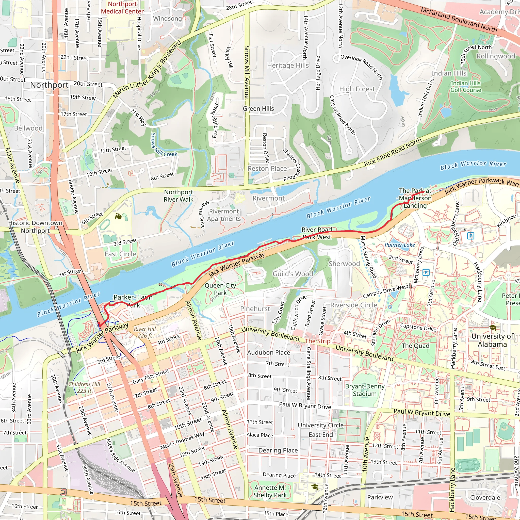 Tuscaloosa Riverwalk mobile static map