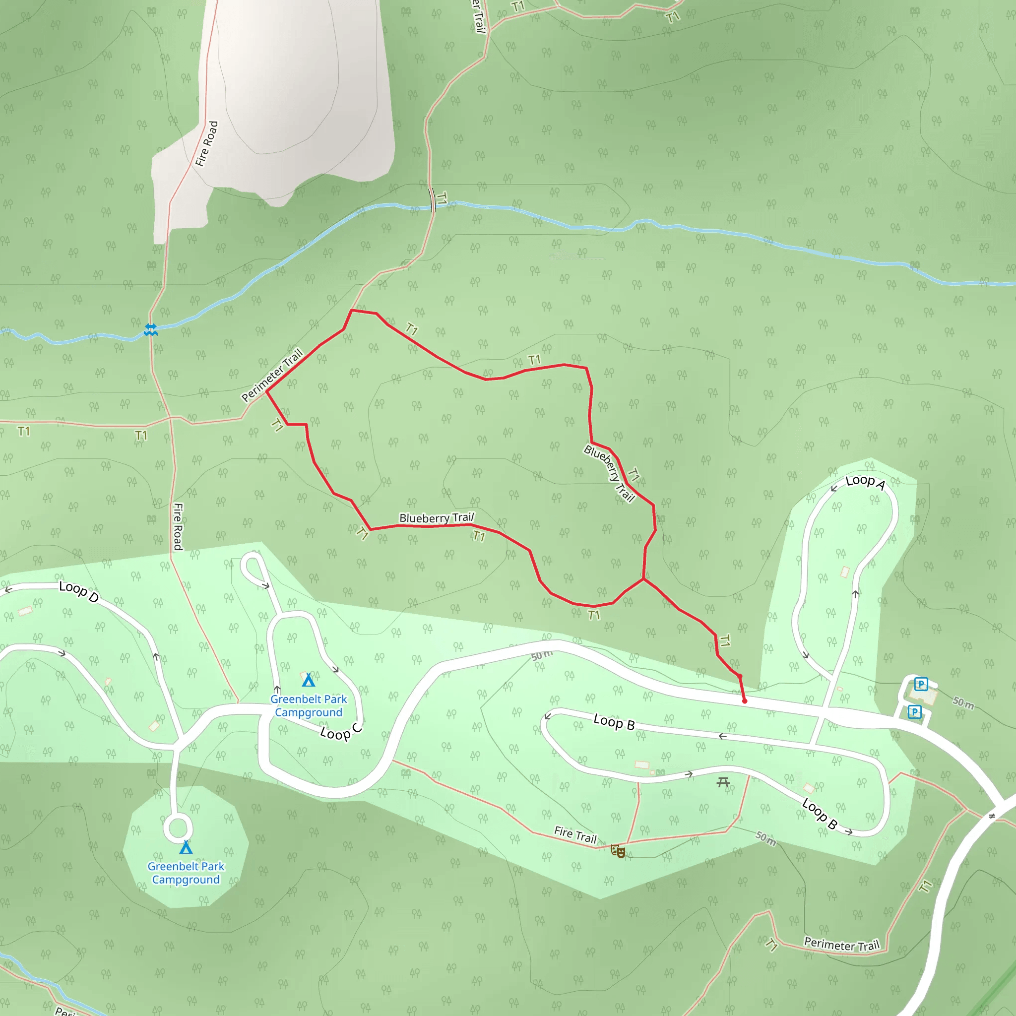 Blueberry Loop Trail mobile static map