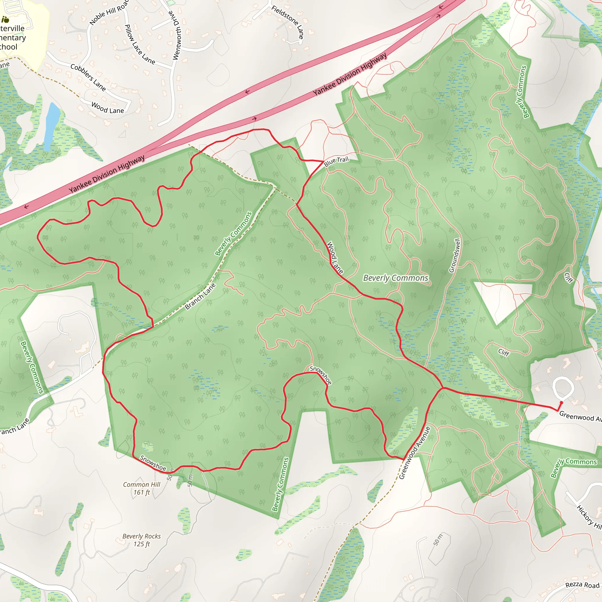 Greenbelt Bolt and Beverly Rocks Loop mobile static map