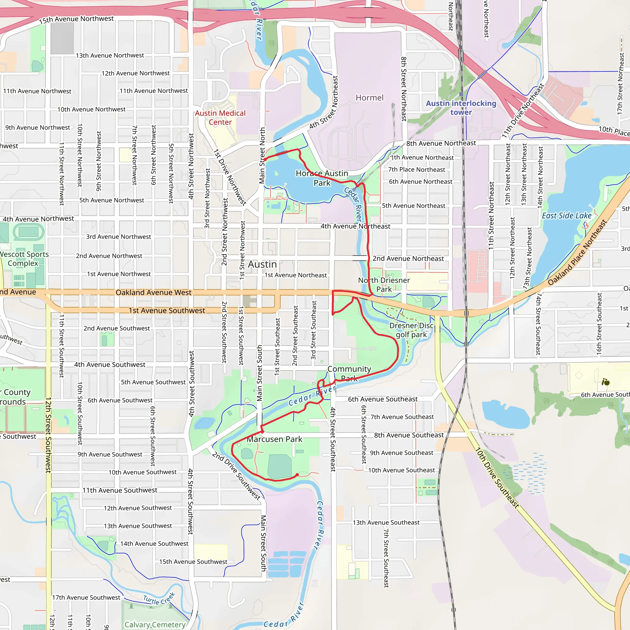 Cedar River and Mill Pond mobile static map