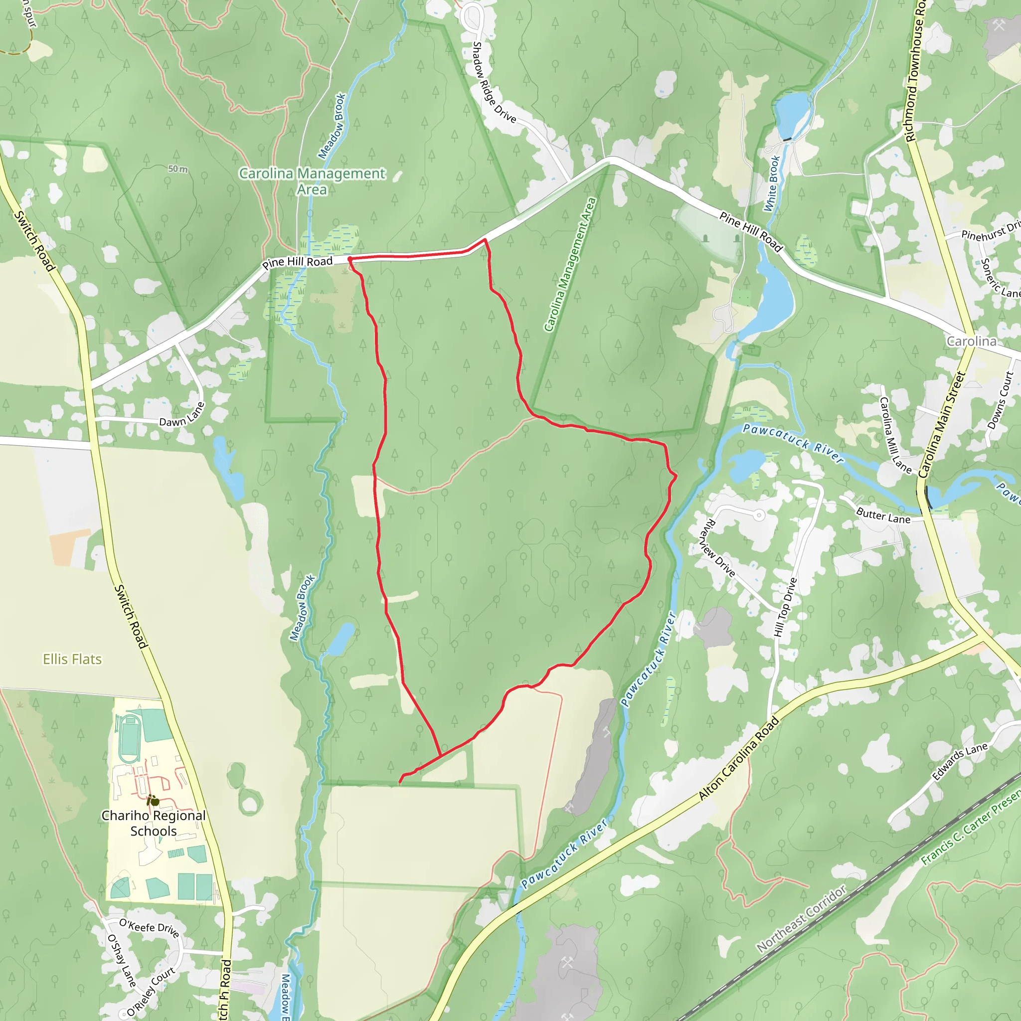 North South Loop Trail mobile static map