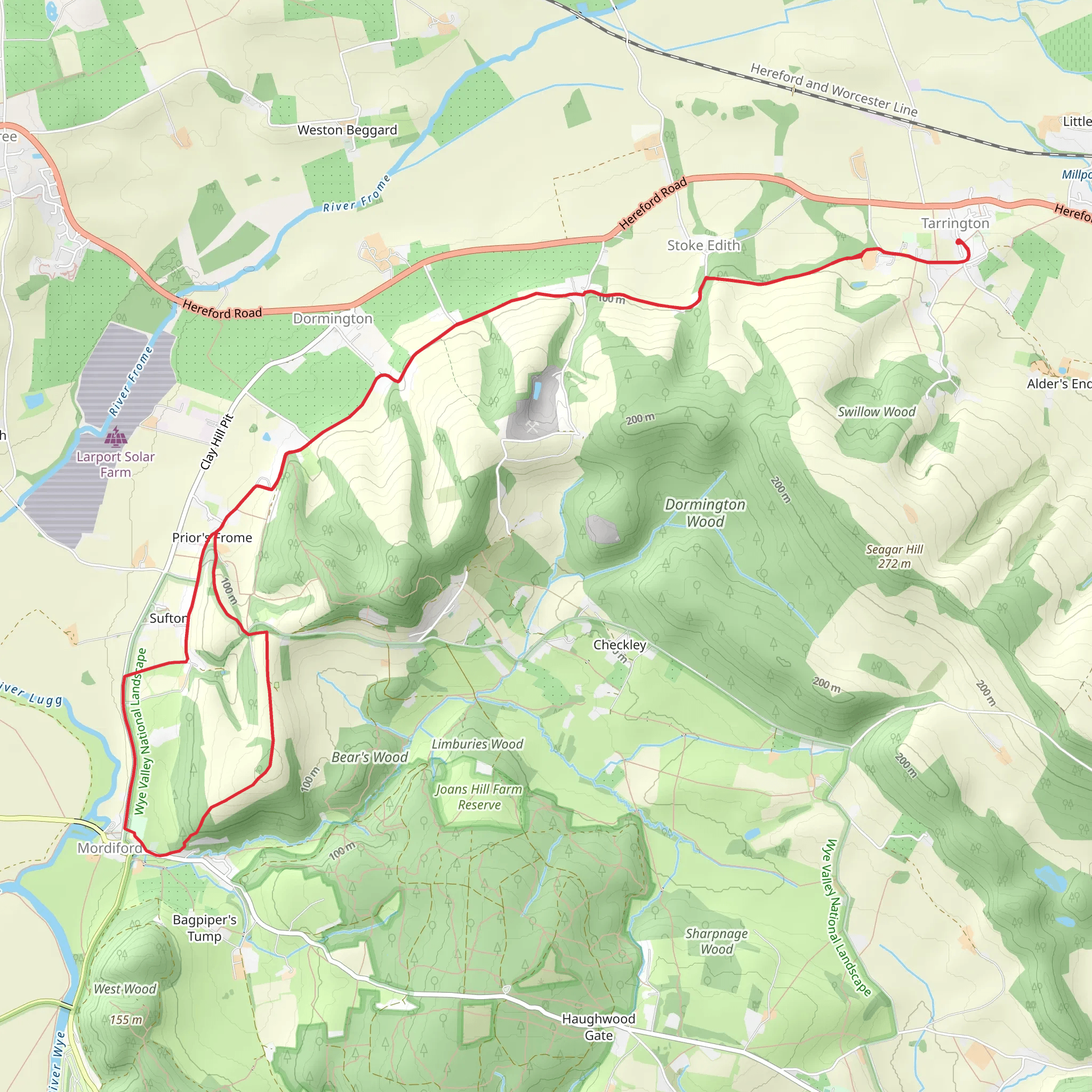 Tarrington to Mordiford Walk via Bear's Wood mobile static map