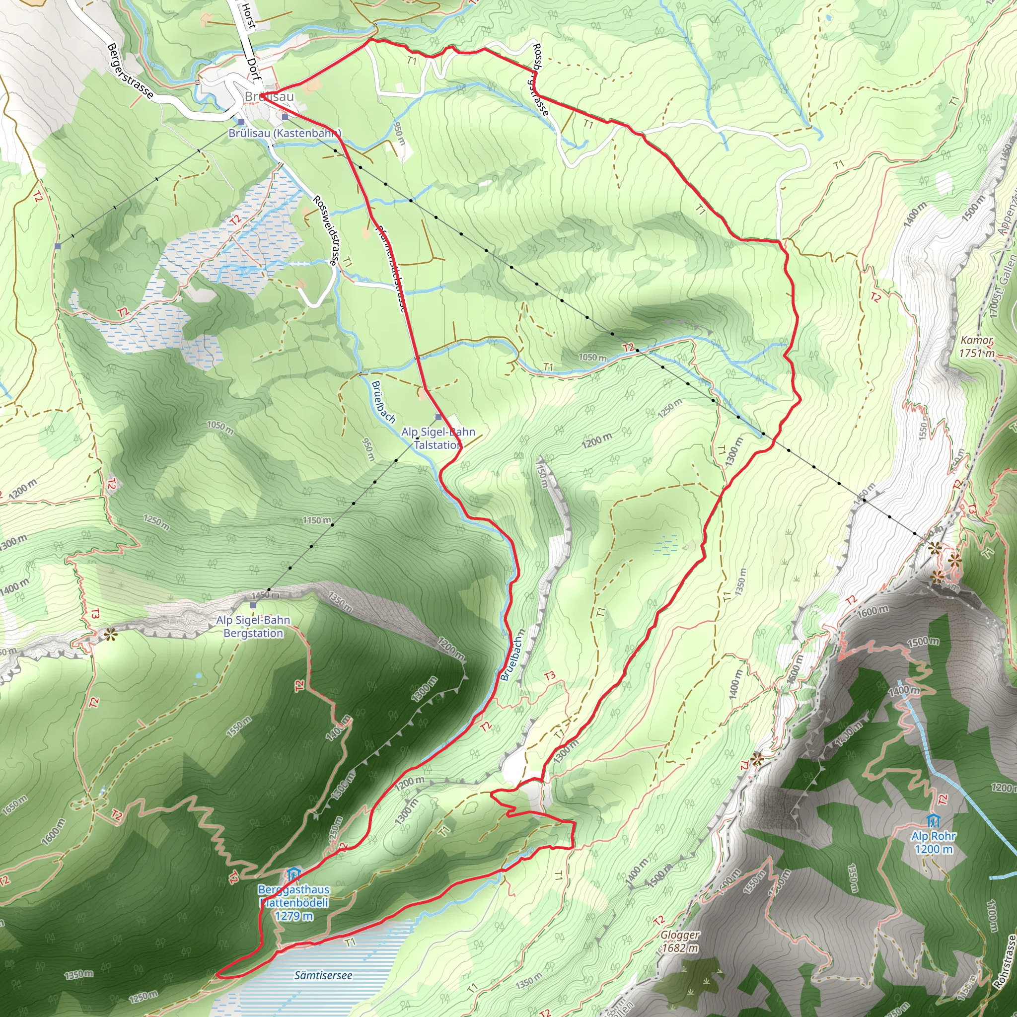 Brülisau - Lake Sämtisersee - Brülisau mobile static map