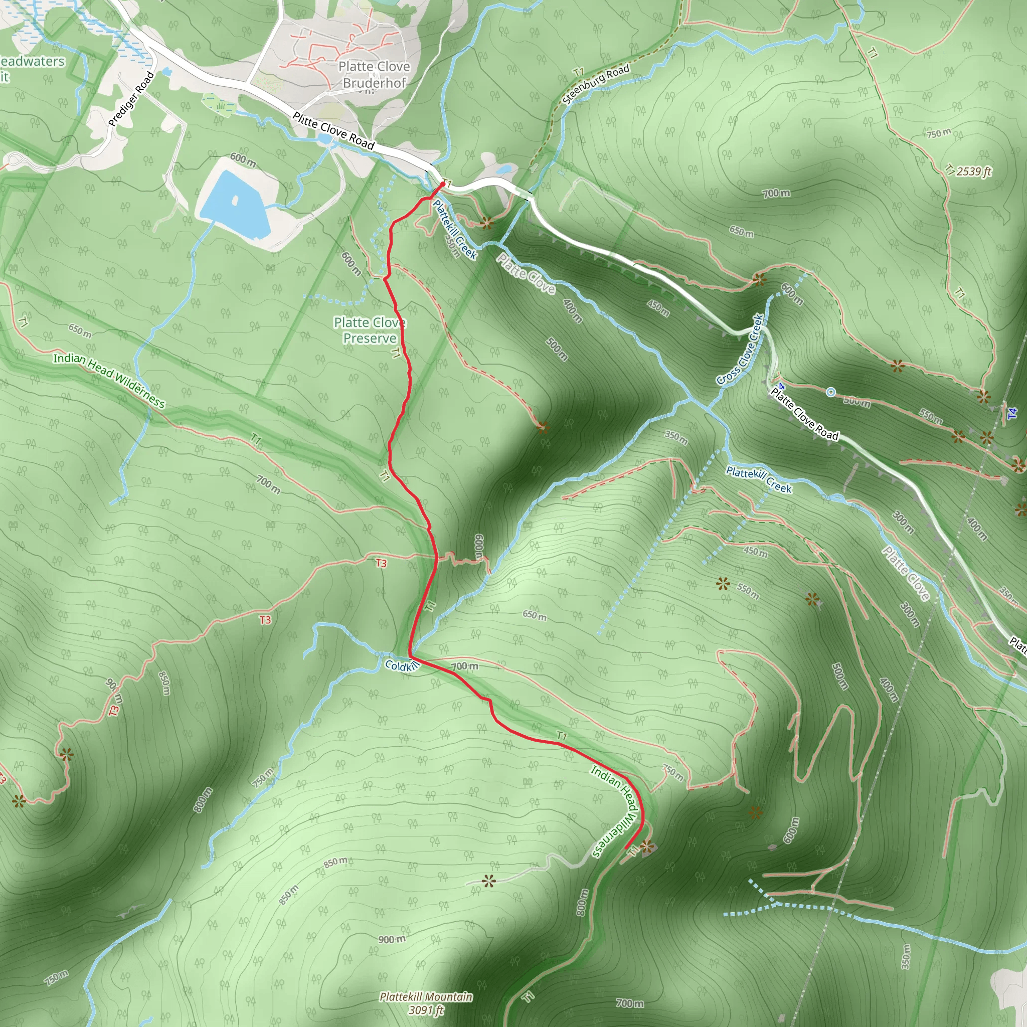 Plattekill Mountain Overlool Trail mobile static map