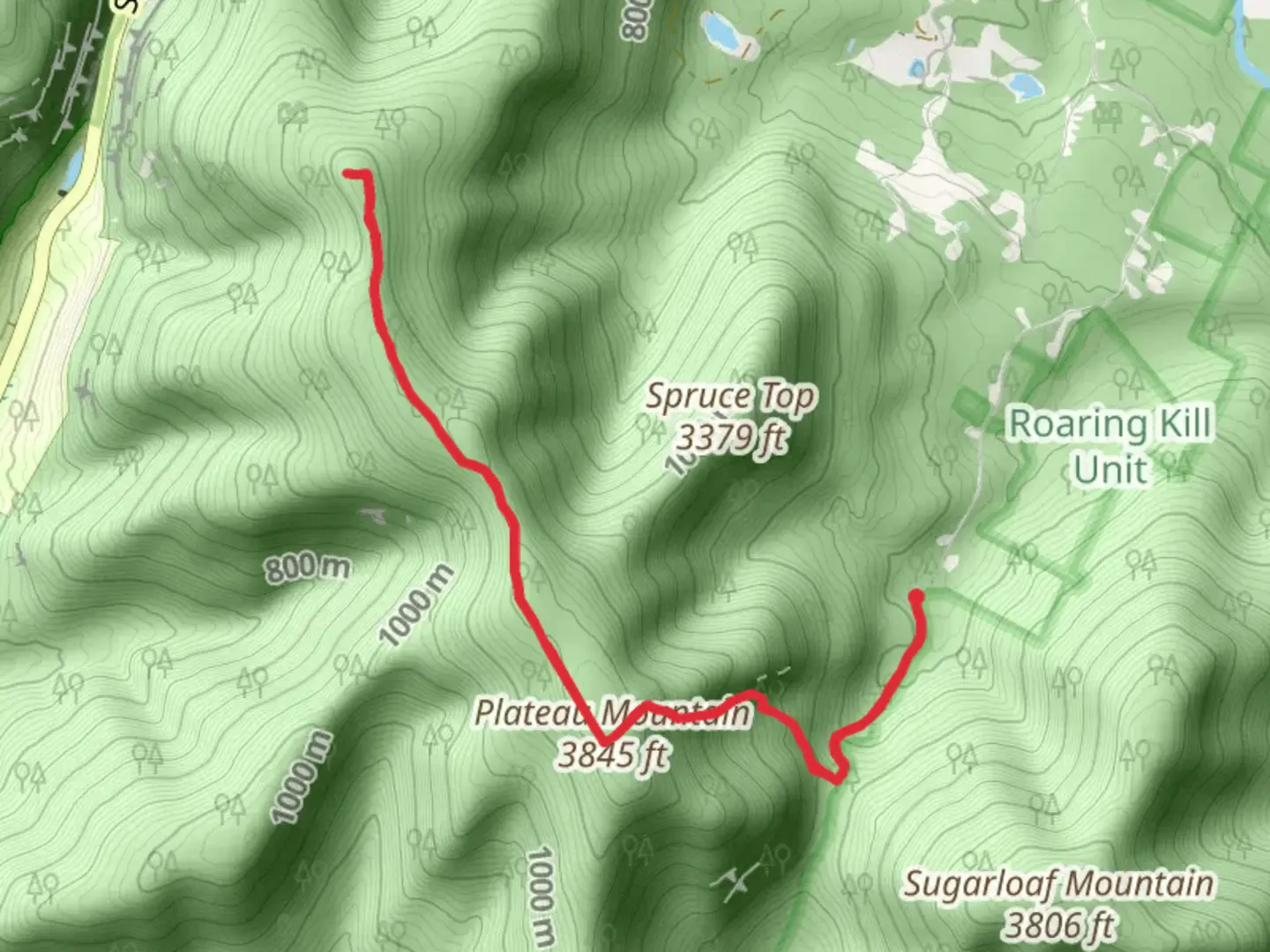 An image depicting the trail Devil's Path from Mink Hollow Road Out and Back and its surrounding area.