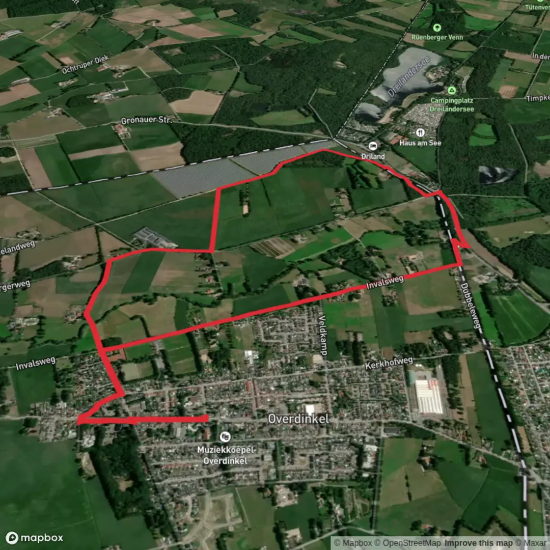 An image depicting the trail De Vossebult via Fleuer Weg and its surrounding area.