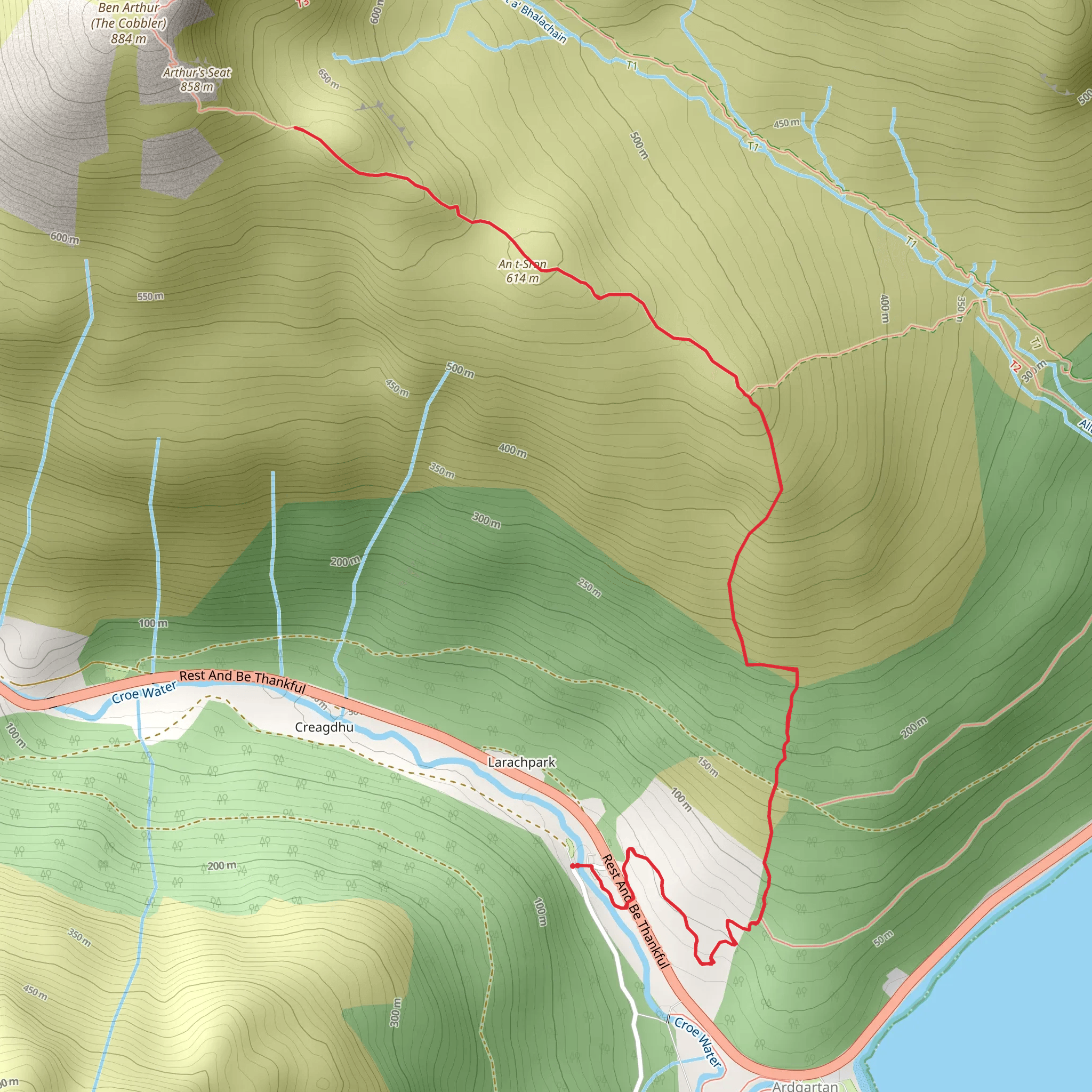 Southeast Ridge from Ardgartan mobile static map