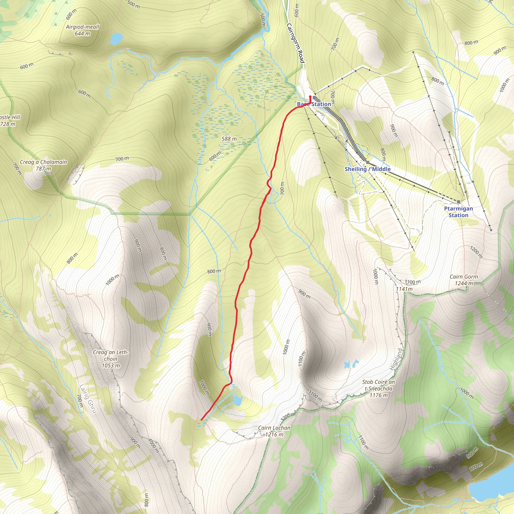 Coire Cas from Base Station mobile static map