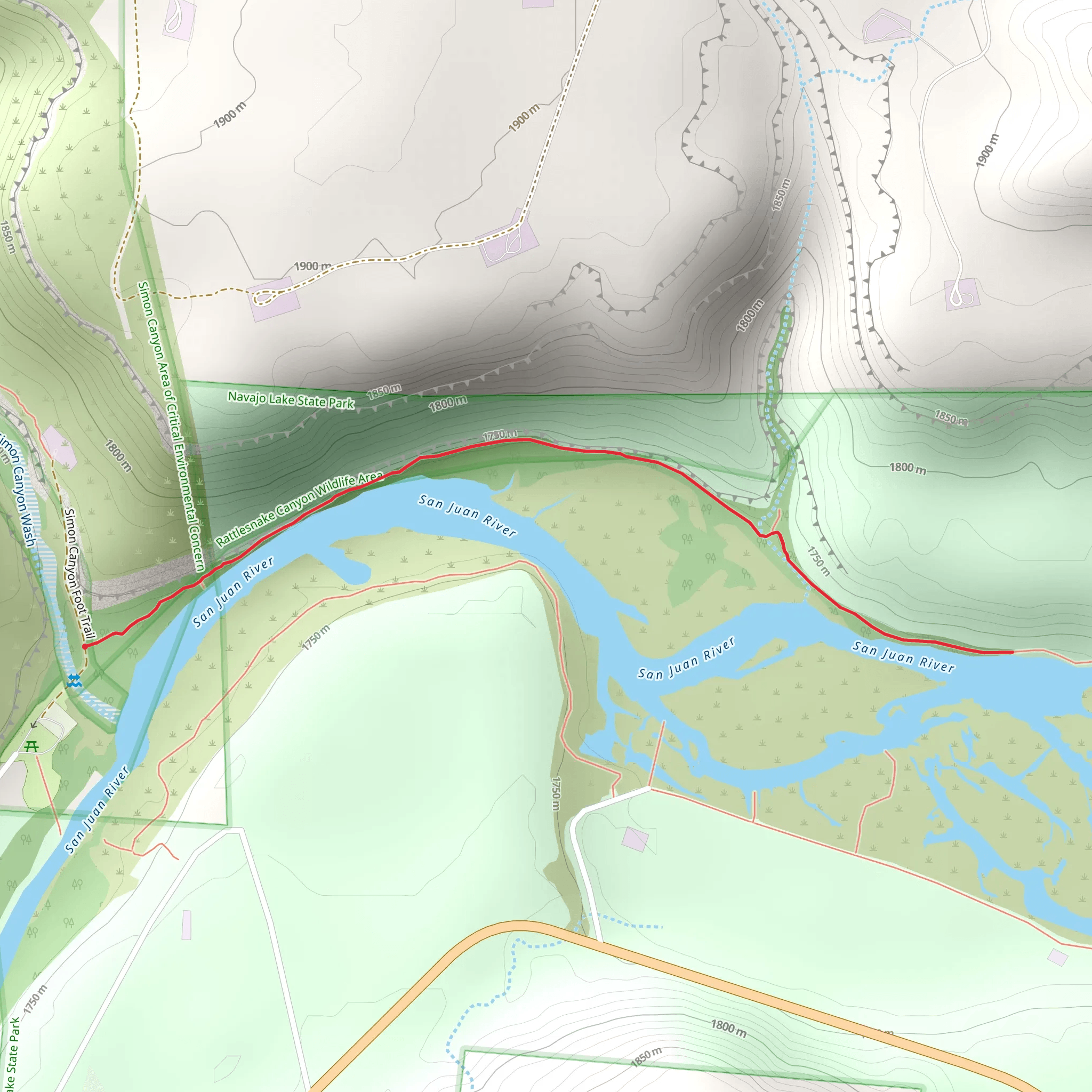 San Juan River Out and Back mobile static map