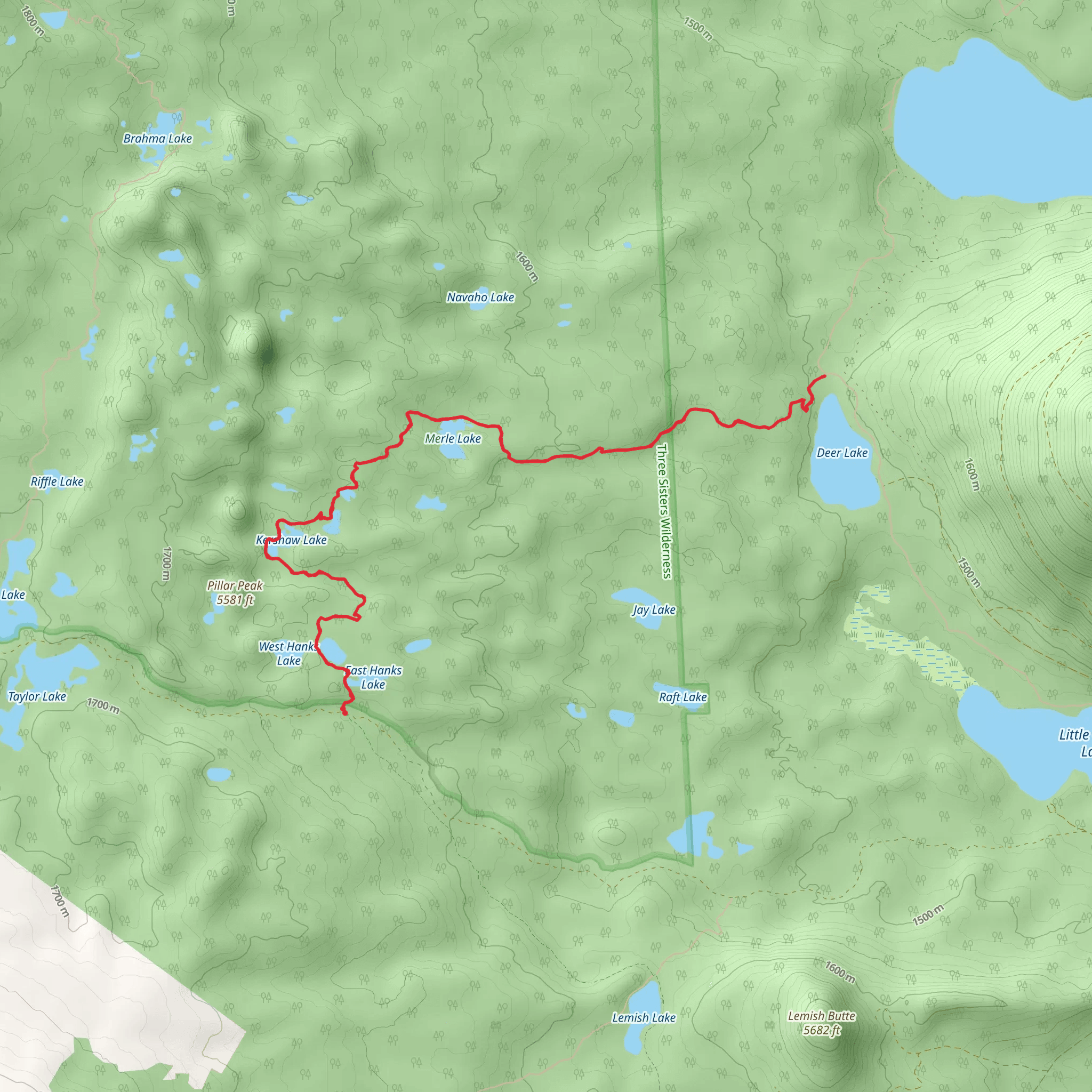 Many Lakes Trail mobile static map