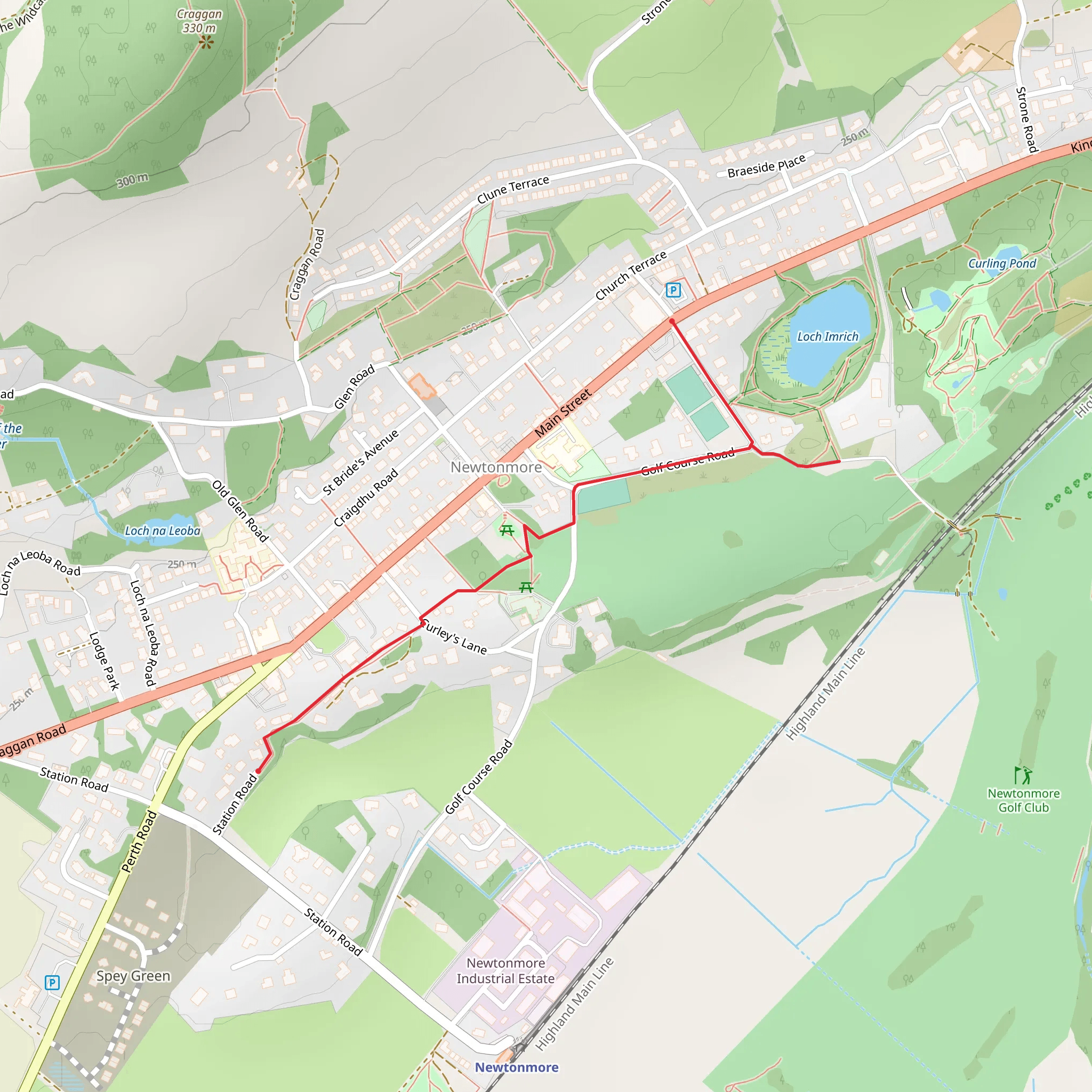 Newtonmore Path - Milk Cow Trail mobile static map