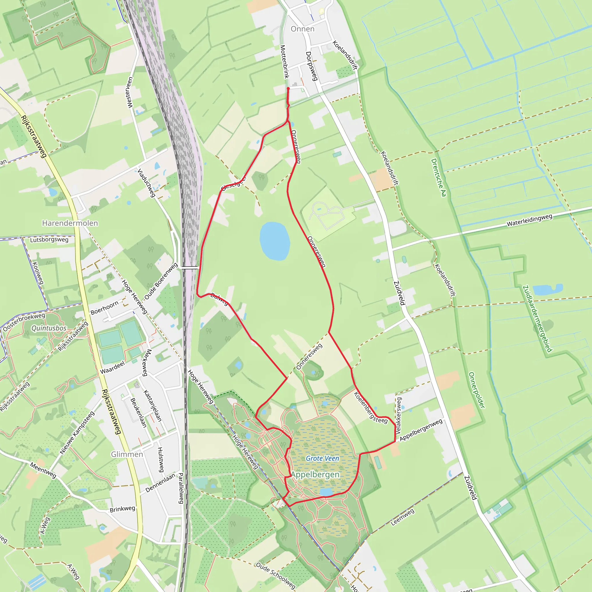 Onneresch, Appelbergen and Elzenhof Loop mobile static map