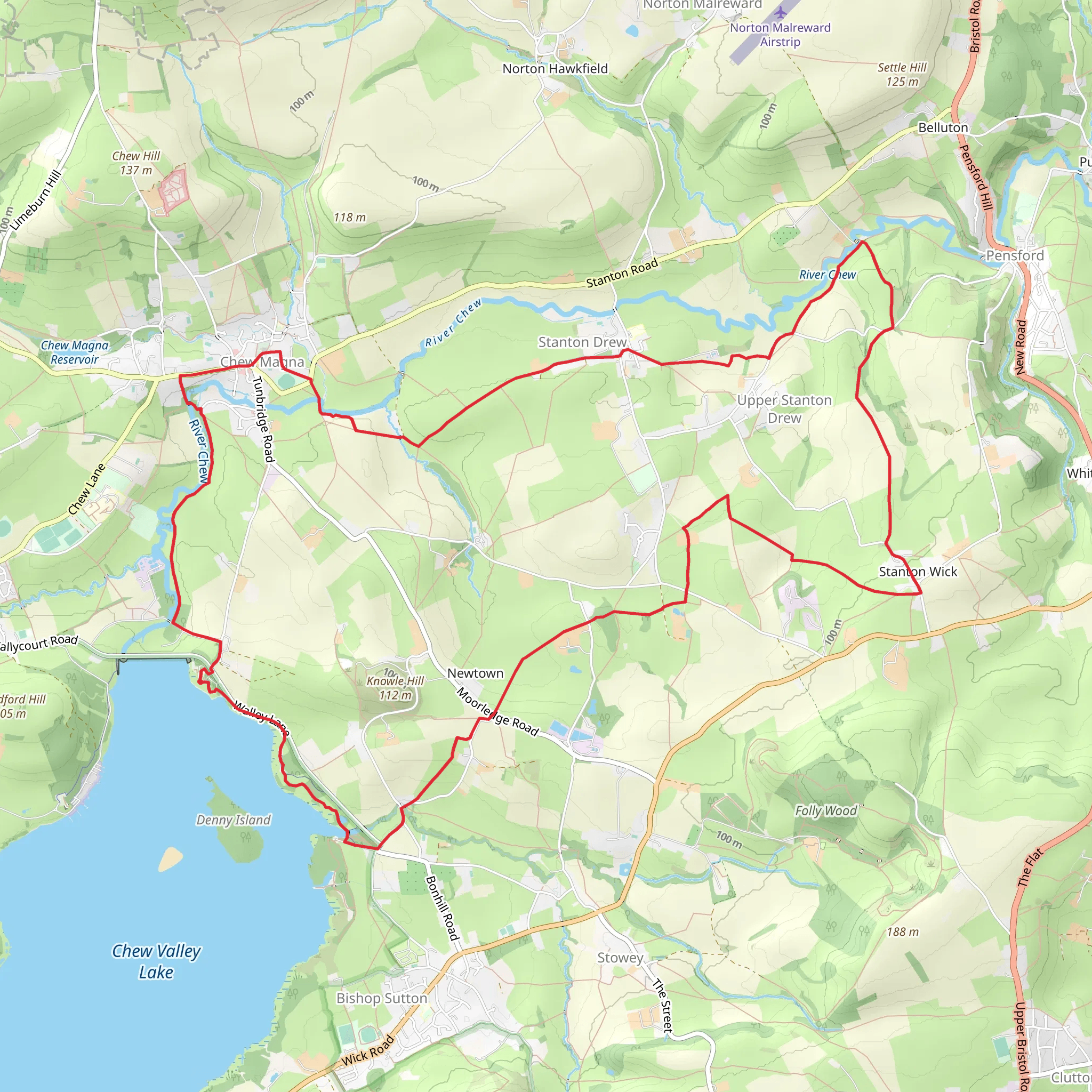 Chew Valley Lake and Stanton Drew Country Park mobile static map