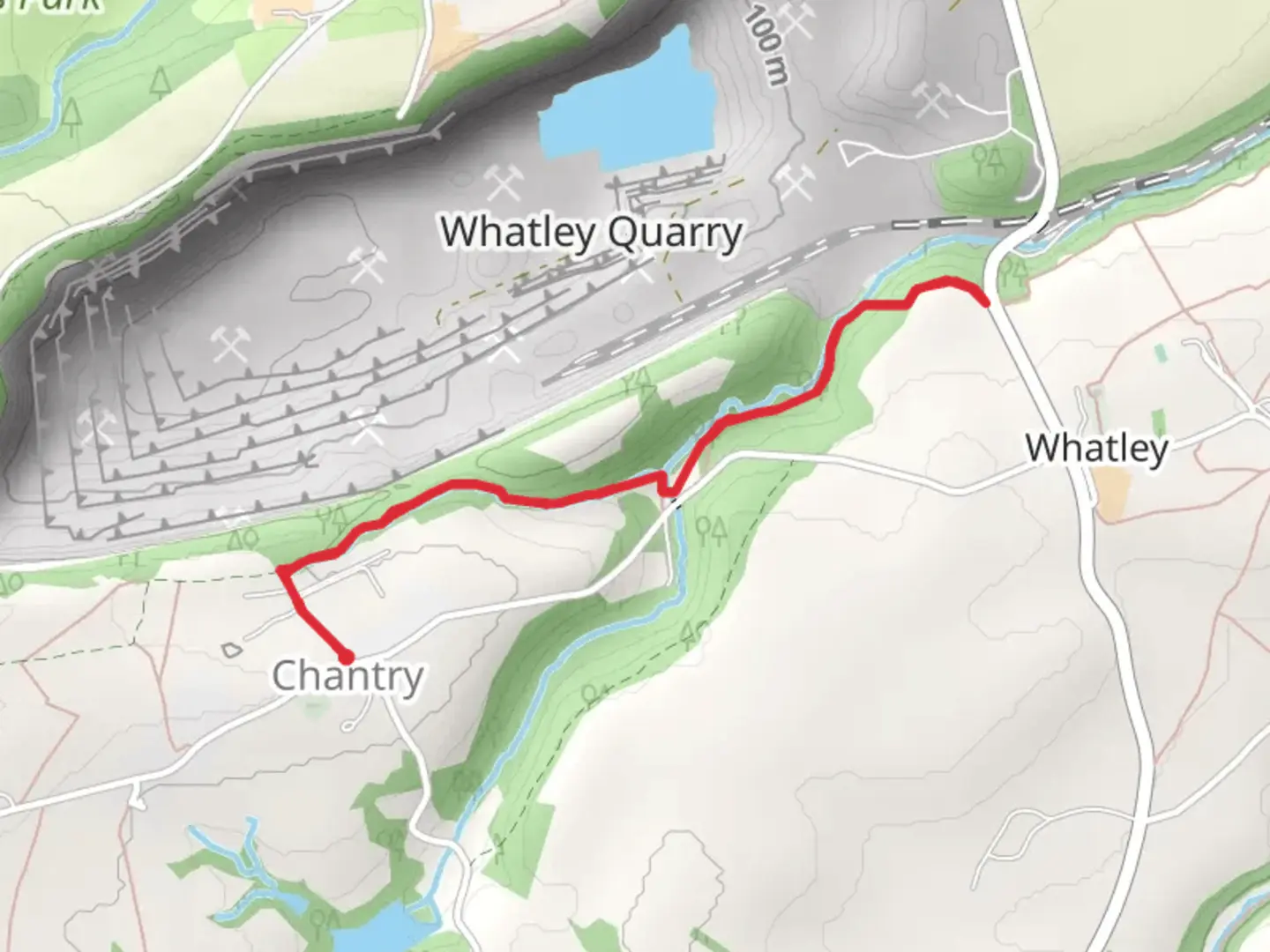 An image depicting the trail Chantry to Whatley Walk and its surrounding area.