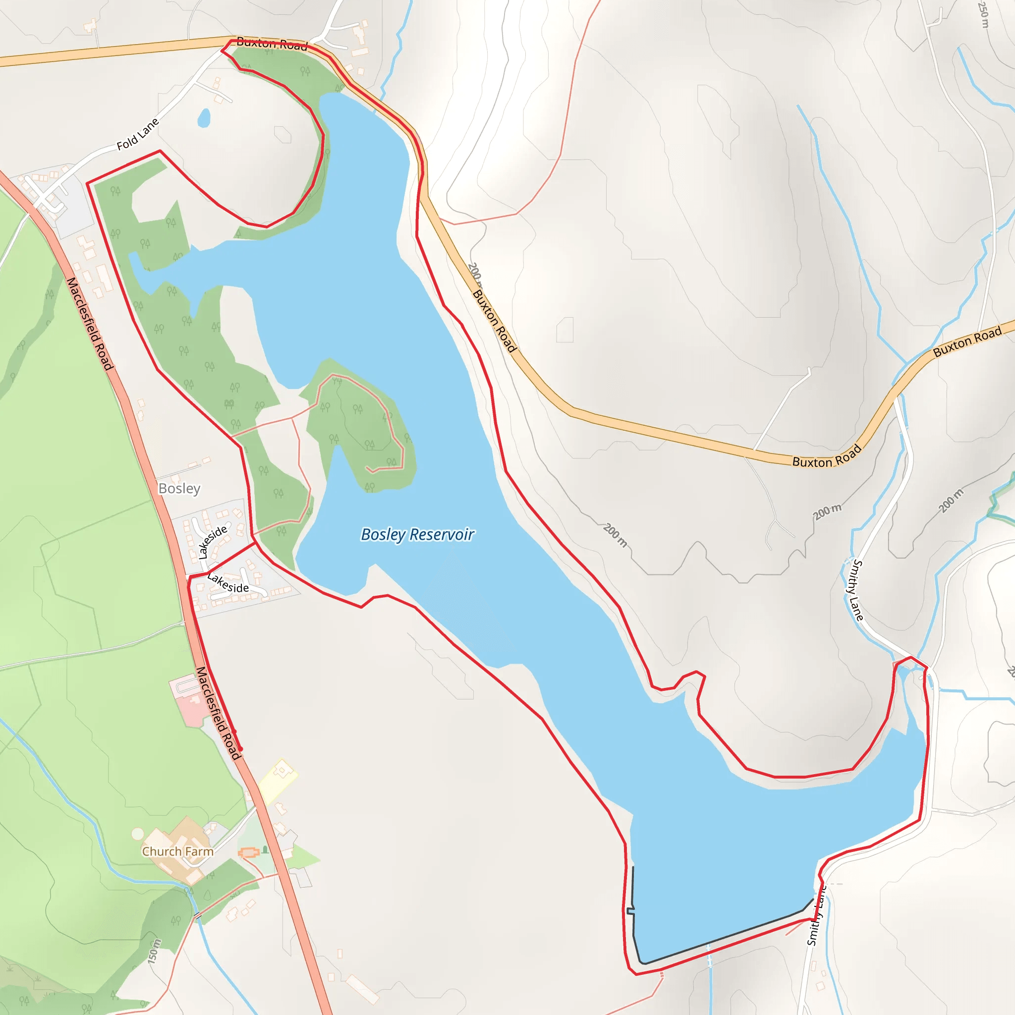 Bosley Reservoir Loop Walk mobile static map