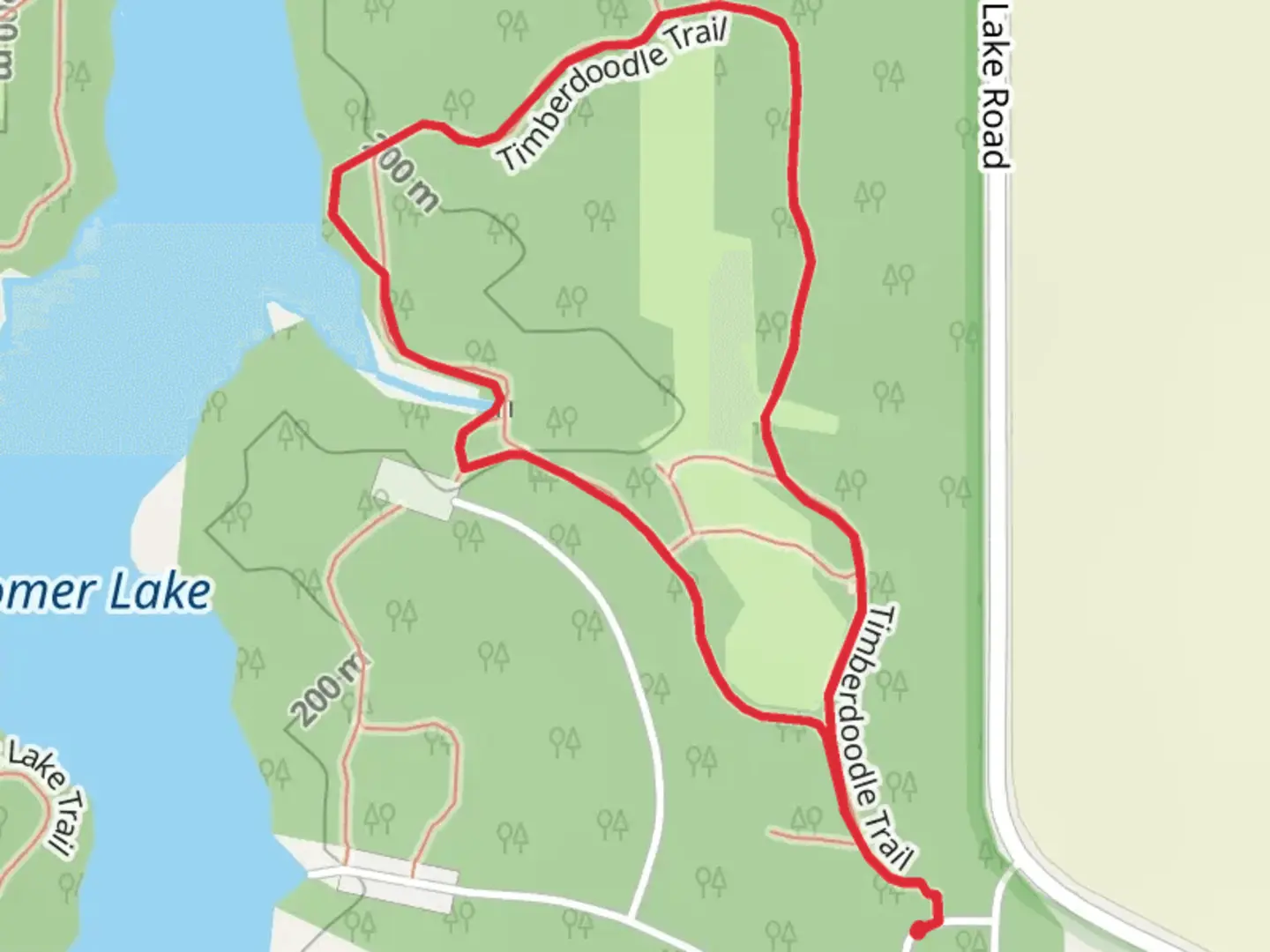 An image depicting the trail Timberdoodle Loop Trail and its surrounding area.