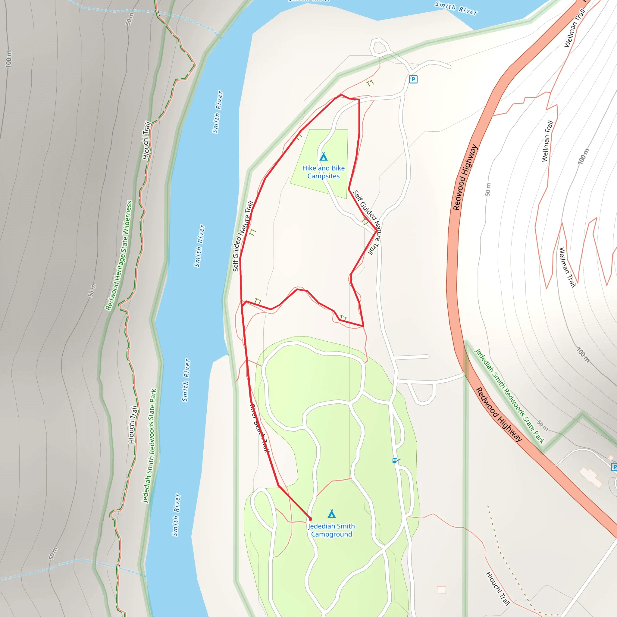 Jedediah Smith Redwood State Park Campground mobile static map