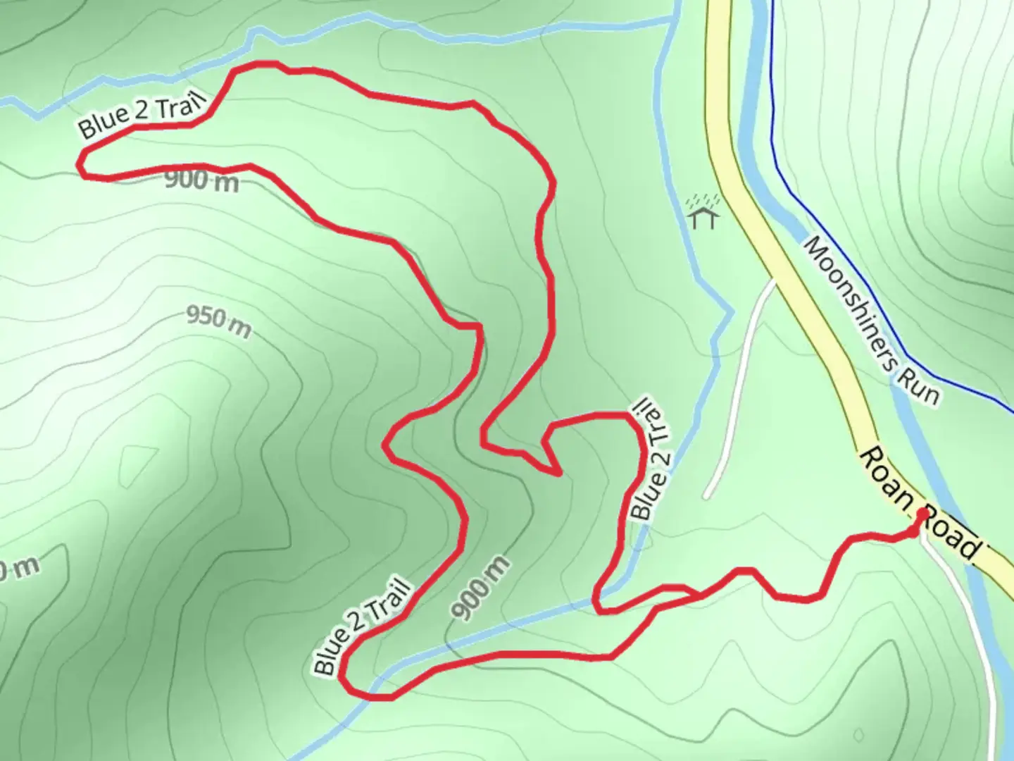 An image depicting the trail Blue 2 Loop Trail and its surrounding area.