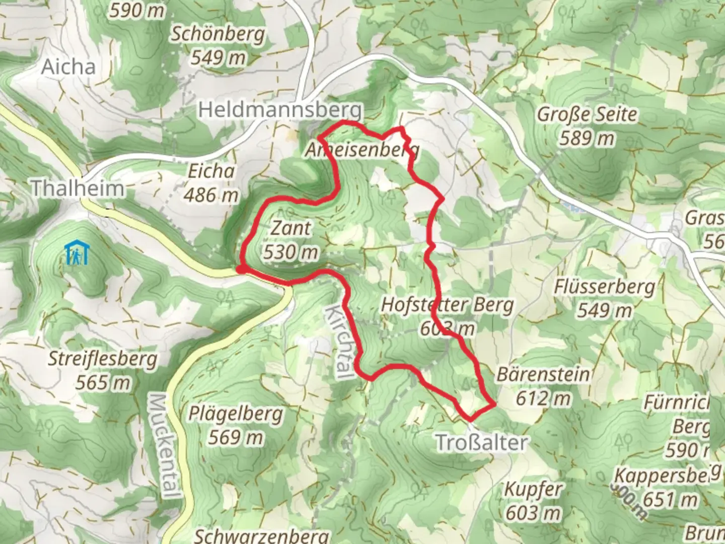 An image depicting the trail Rotring and Gruenring Loop and its surrounding area.