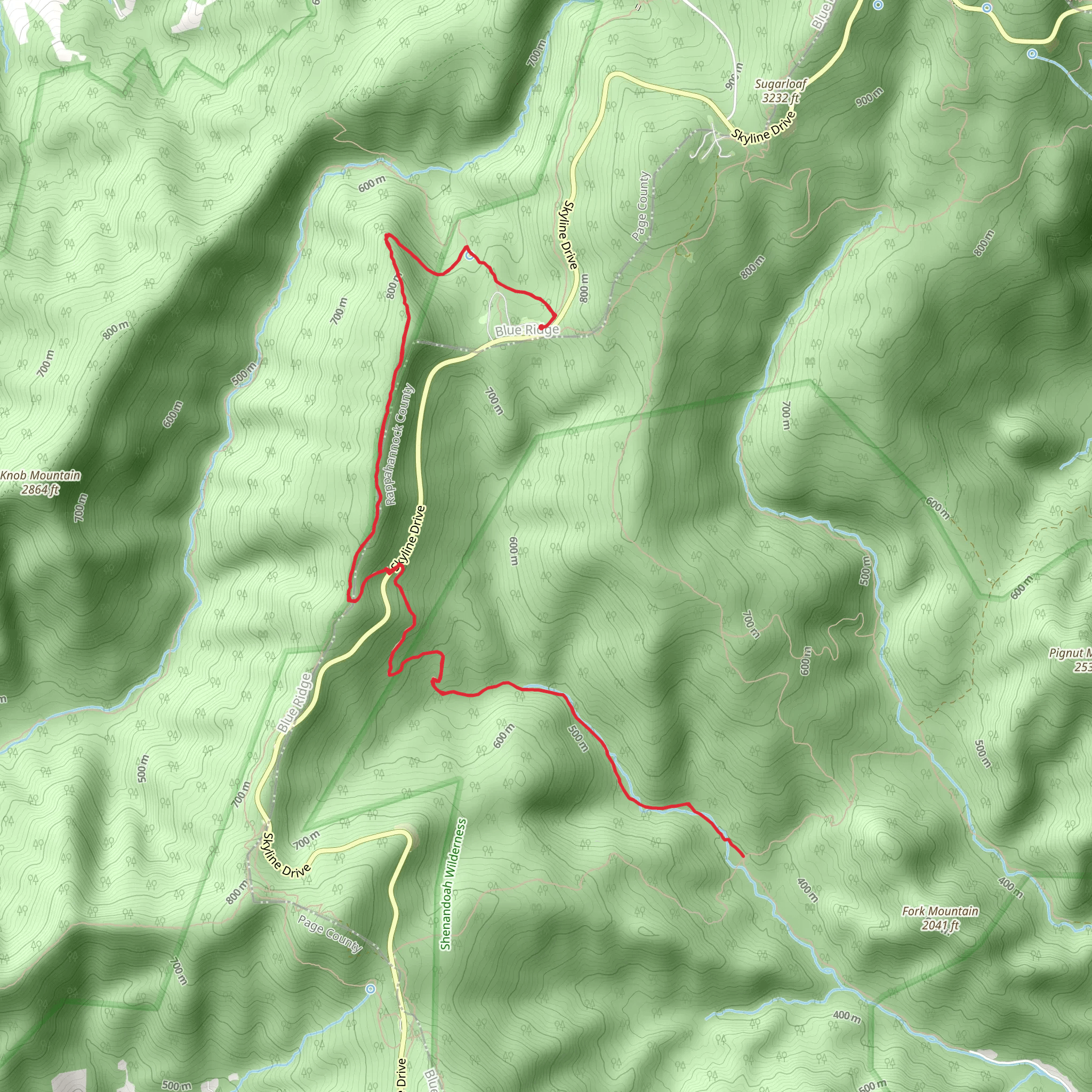 Appalachian and Thorton River Trail mobile static map