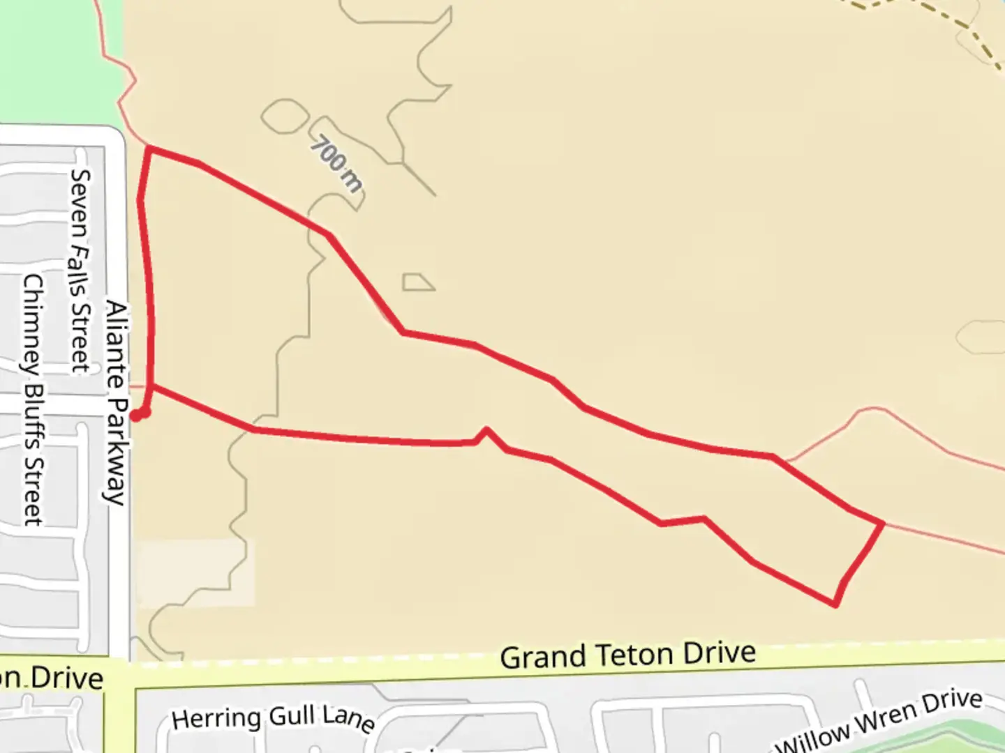 An image depicting the trail Aliante Loop and its surrounding area.