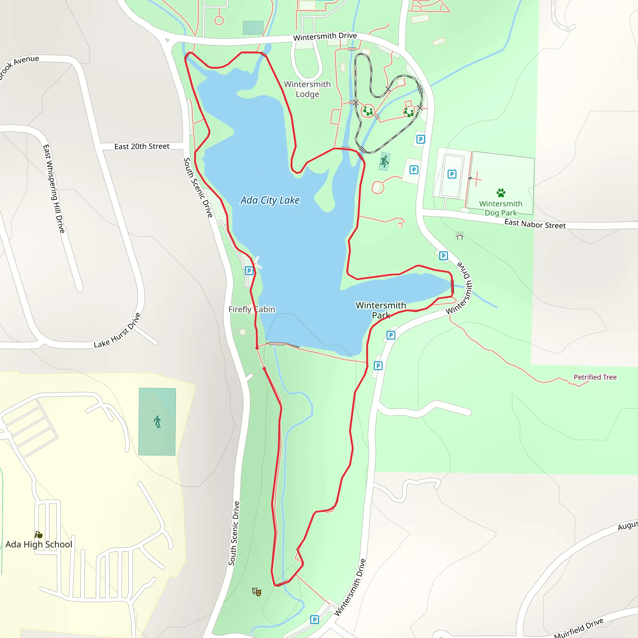 Ada City Lake and Wintersmith Park Loop mobile static map