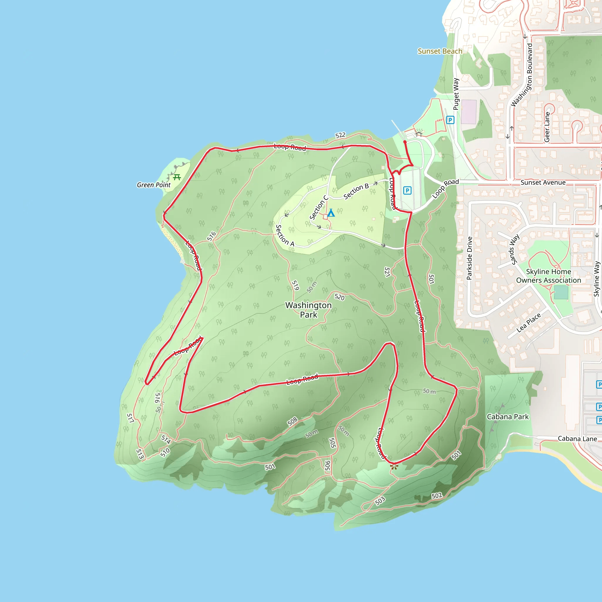 Washington Park Loop mobile static map