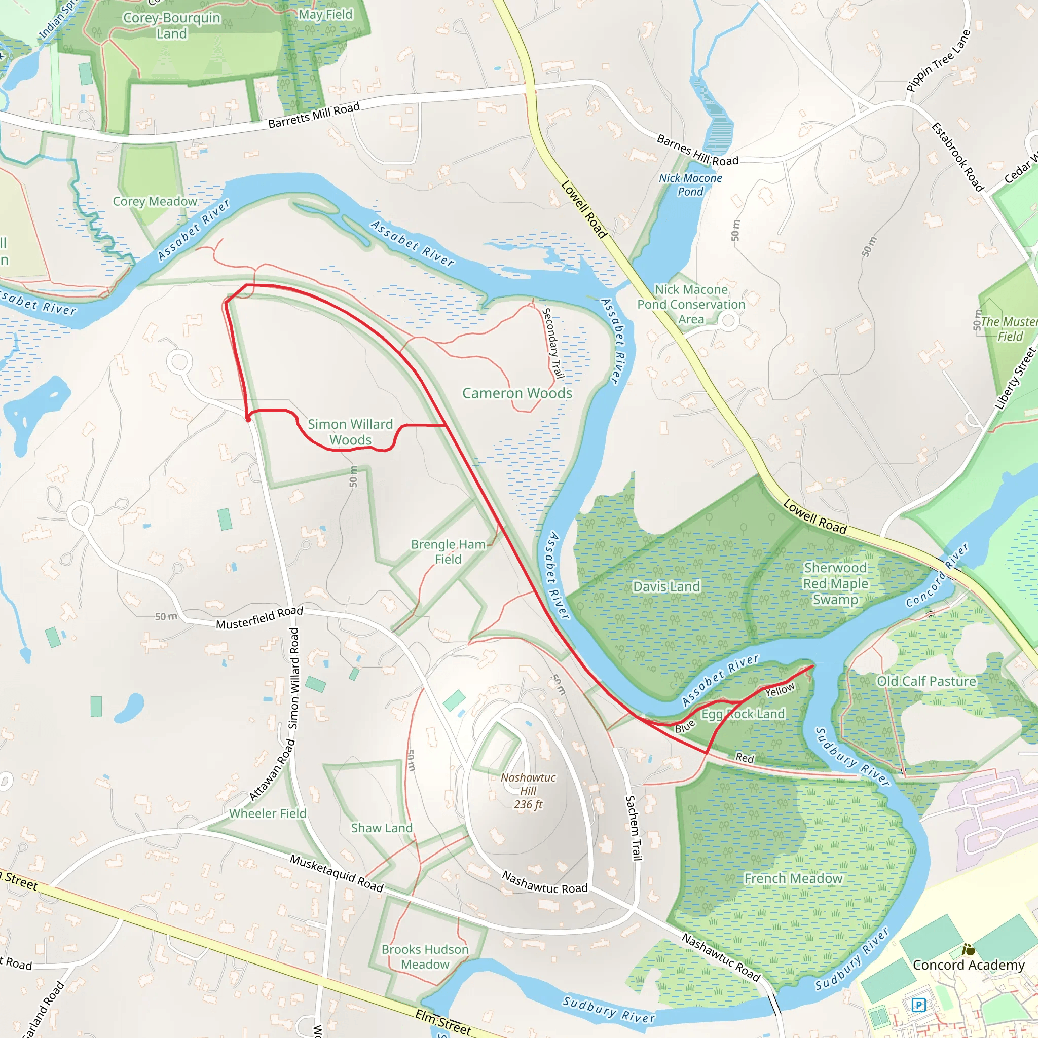 Egg Rock Trail - Simon Willard Woods Cr mobile static map