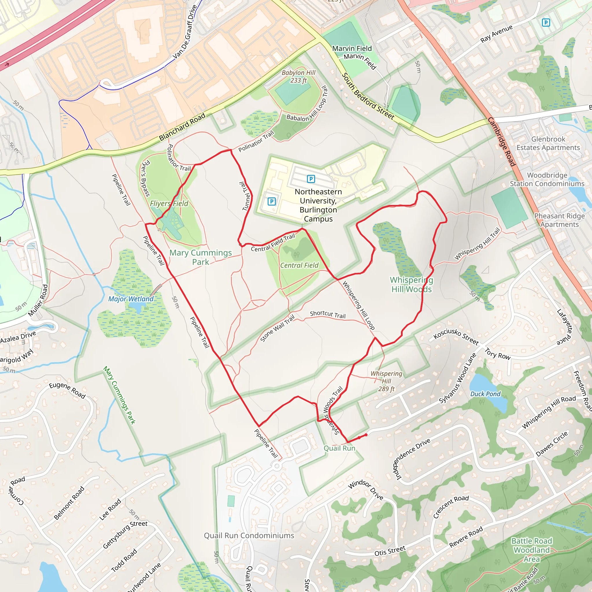 Mary Cummings Park Loop Trail mobile static map