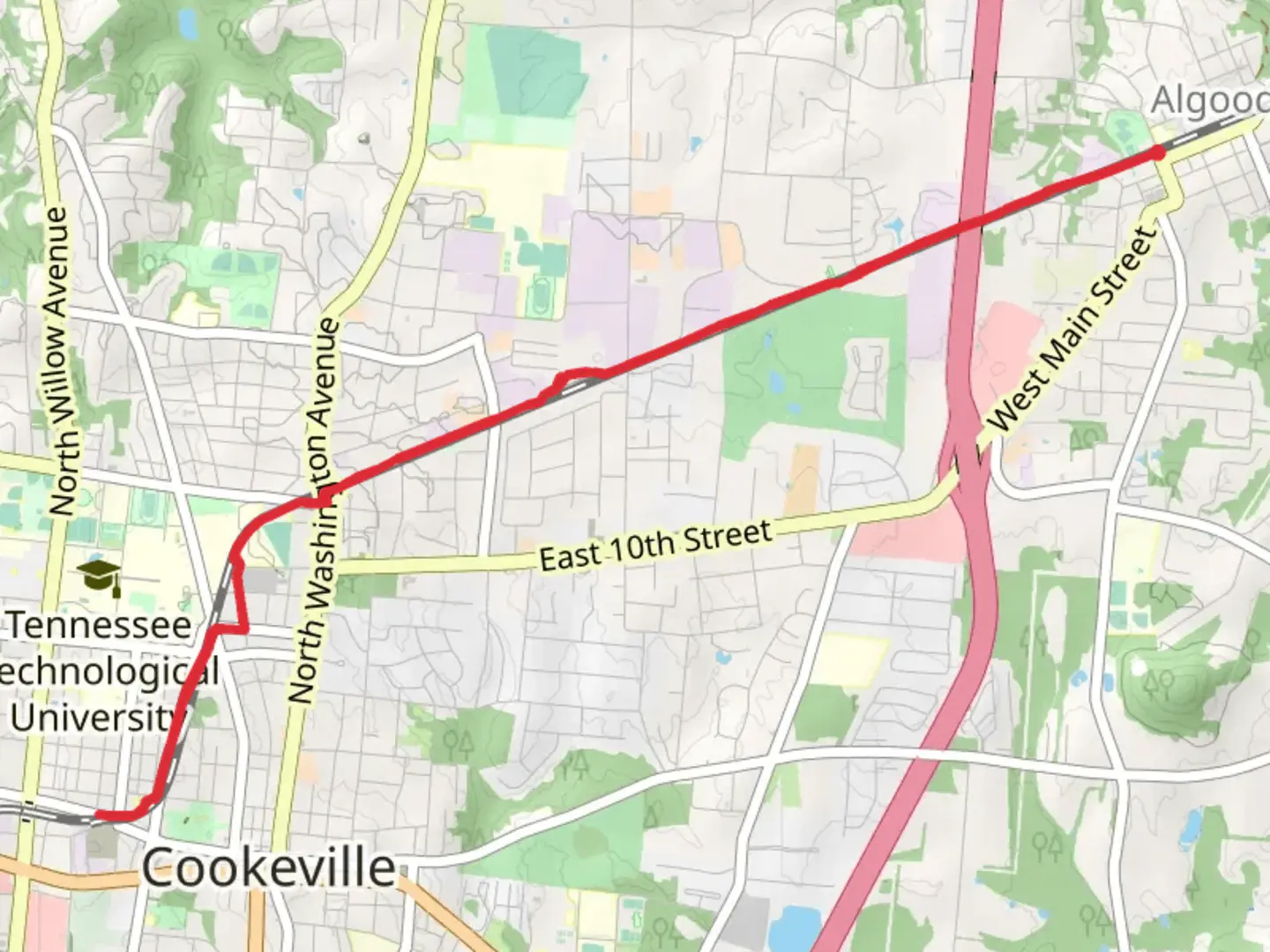 An image depicting the trail Tennessee Central Heritage Rail Trail and its surrounding area.