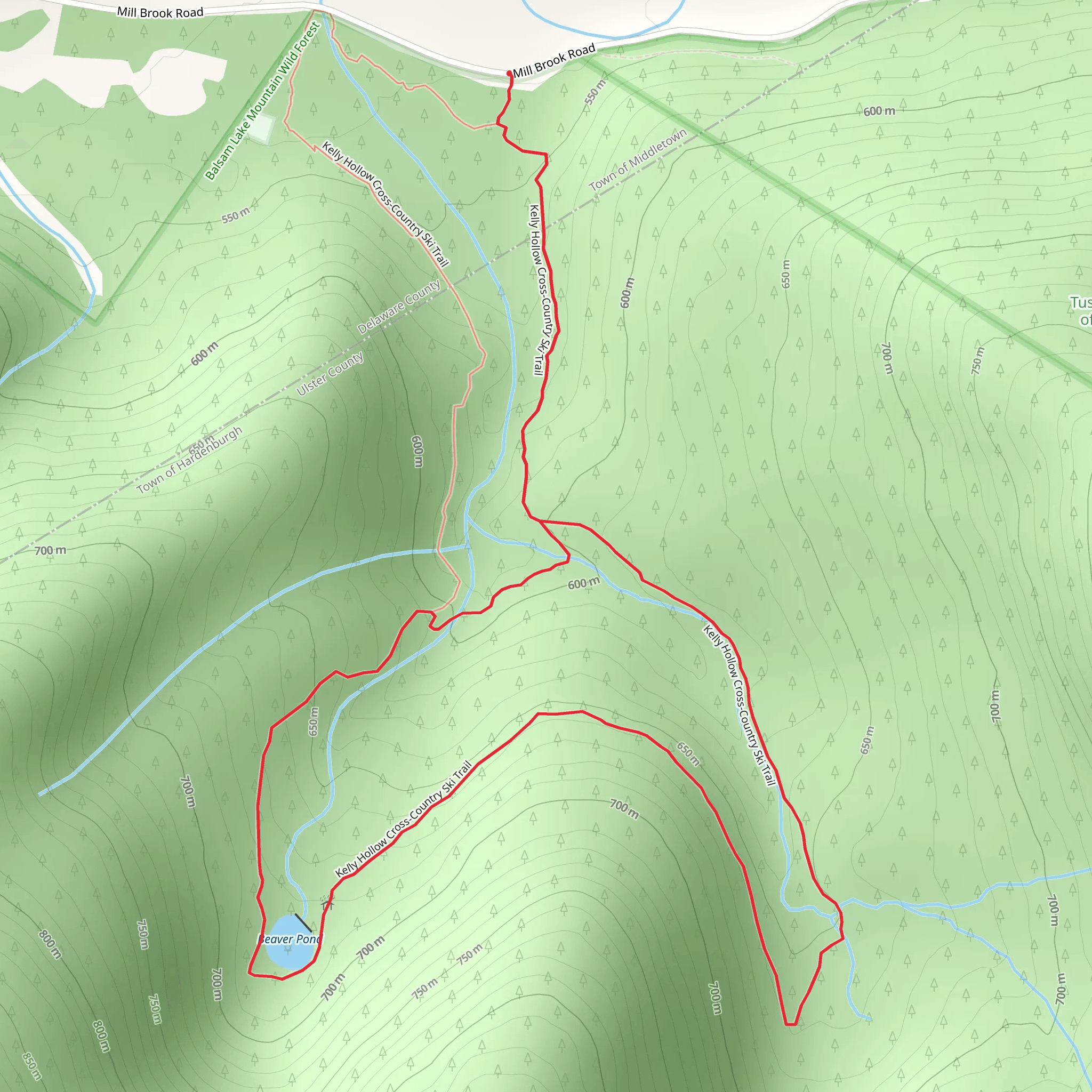Beaver Pond Kelly Hollow Cross-Country Loop Trail mobile static map