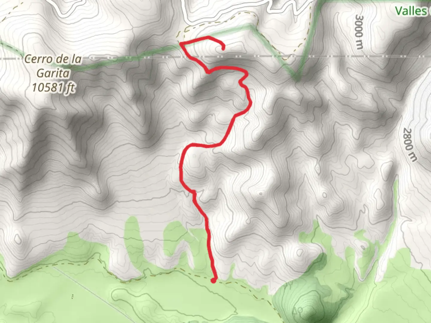 An image depicting the trail Cerro de la Garita Trail and its surrounding area.