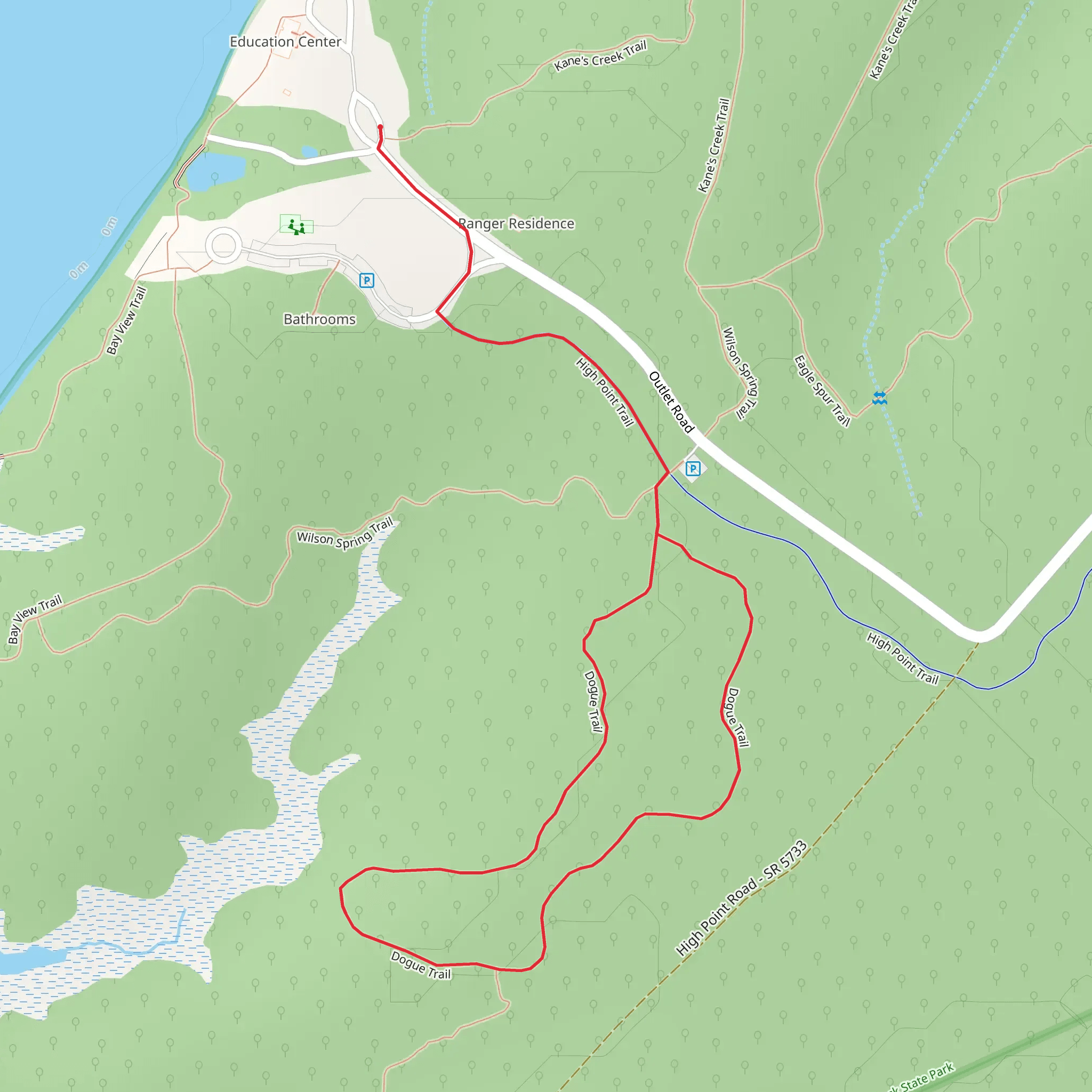 Dogue Loop Trail via High Point Trail mobile static map