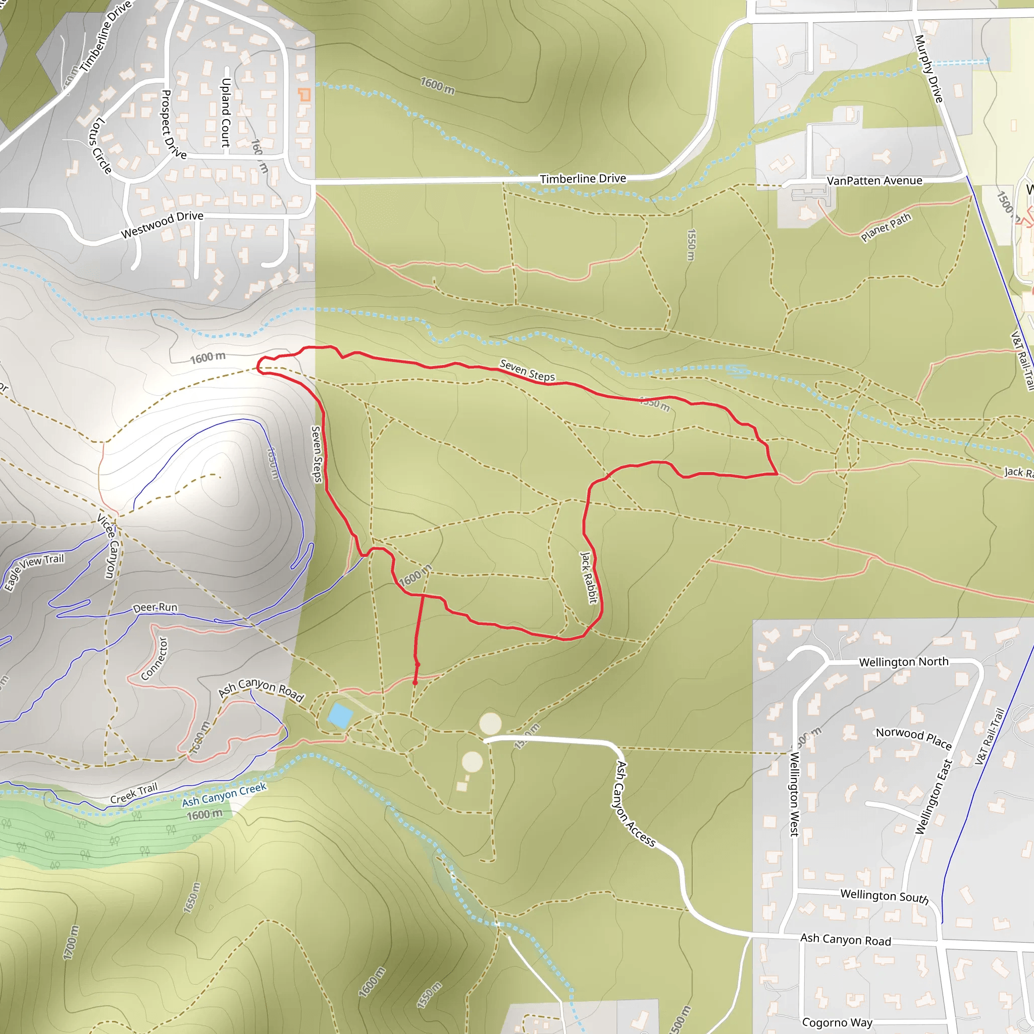 Seven Steps and Jack Rabbit Loop mobile static map
