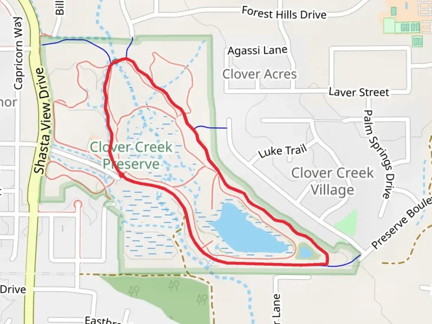 An image depicting the trail Clover Creek Loop and its surrounding area.