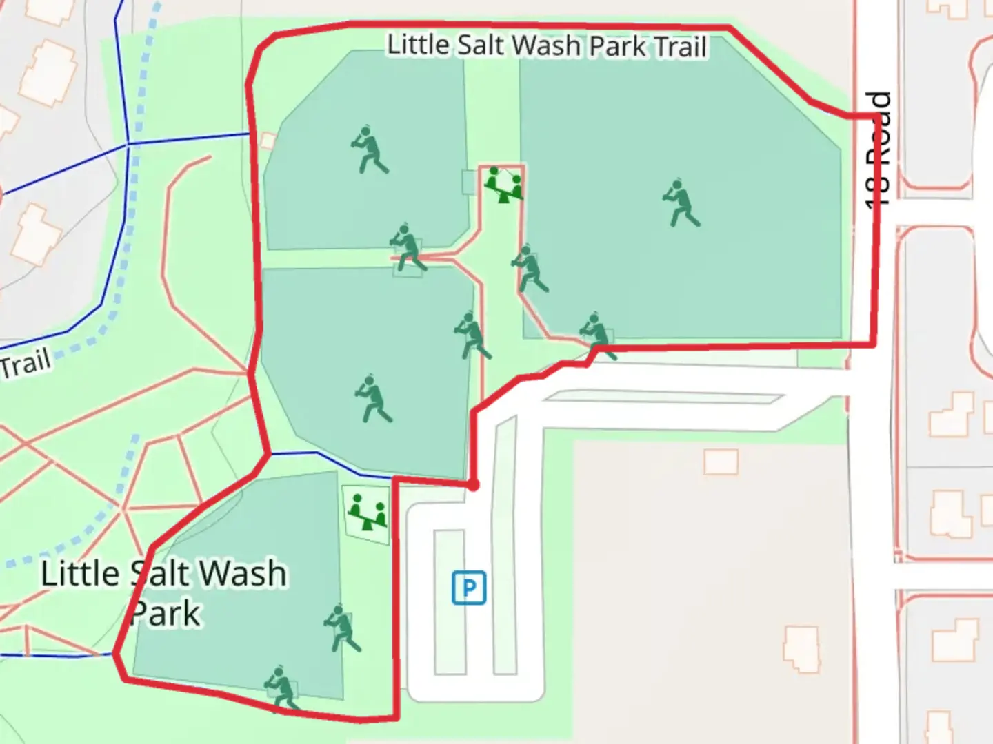 An image depicting the trail Little Salt Wash Park Loop and its surrounding area.