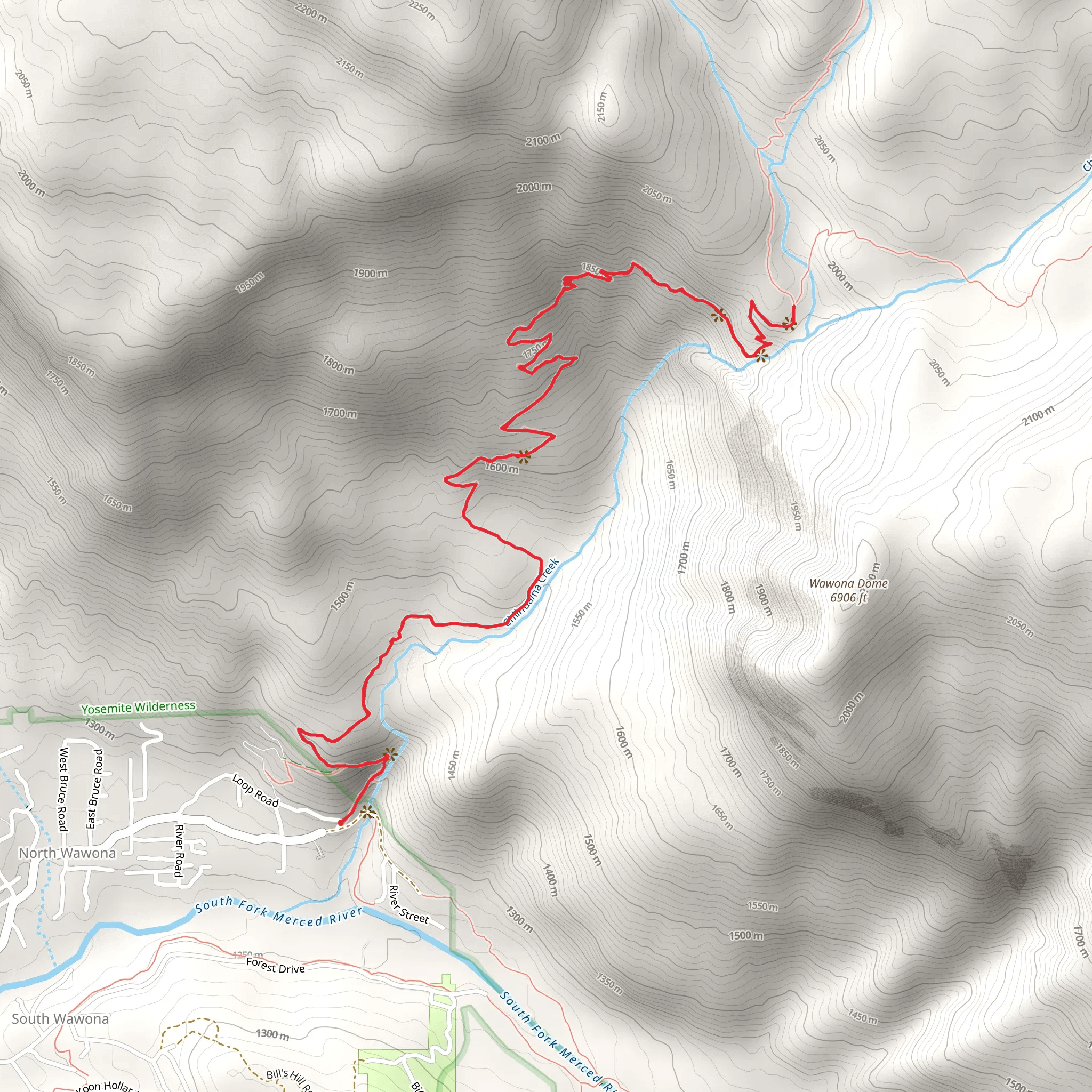 Chilnualna Falls Trail mobile static map