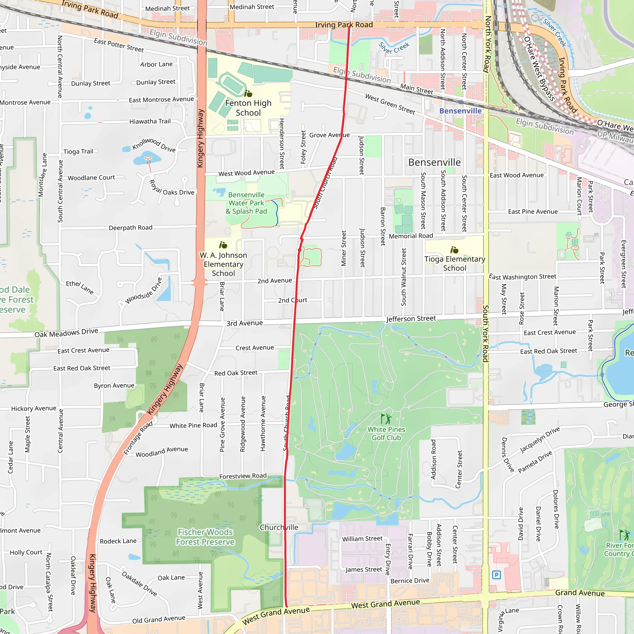 Veterans Park and Churchville Cemetery mobile static map