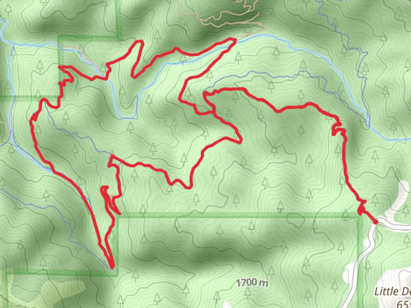 An image depicting the trail Sinker Creek Loop and its surrounding area.