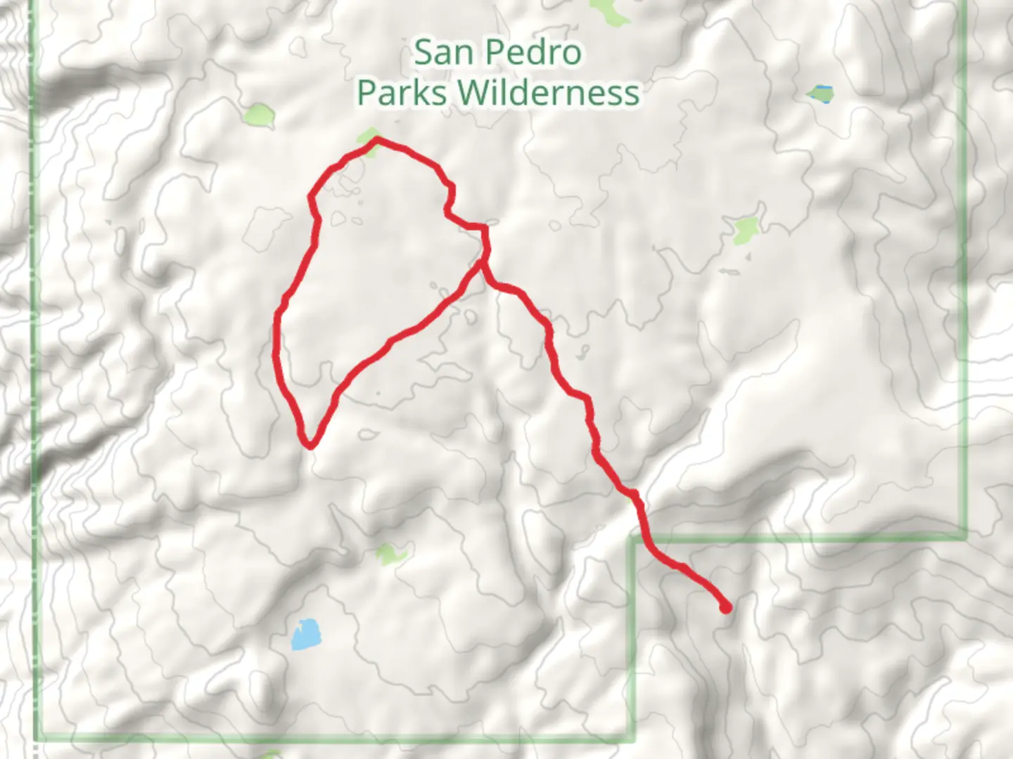 An image depicting the trail Las Vacas Trail and Palomas Trail and its surrounding area.